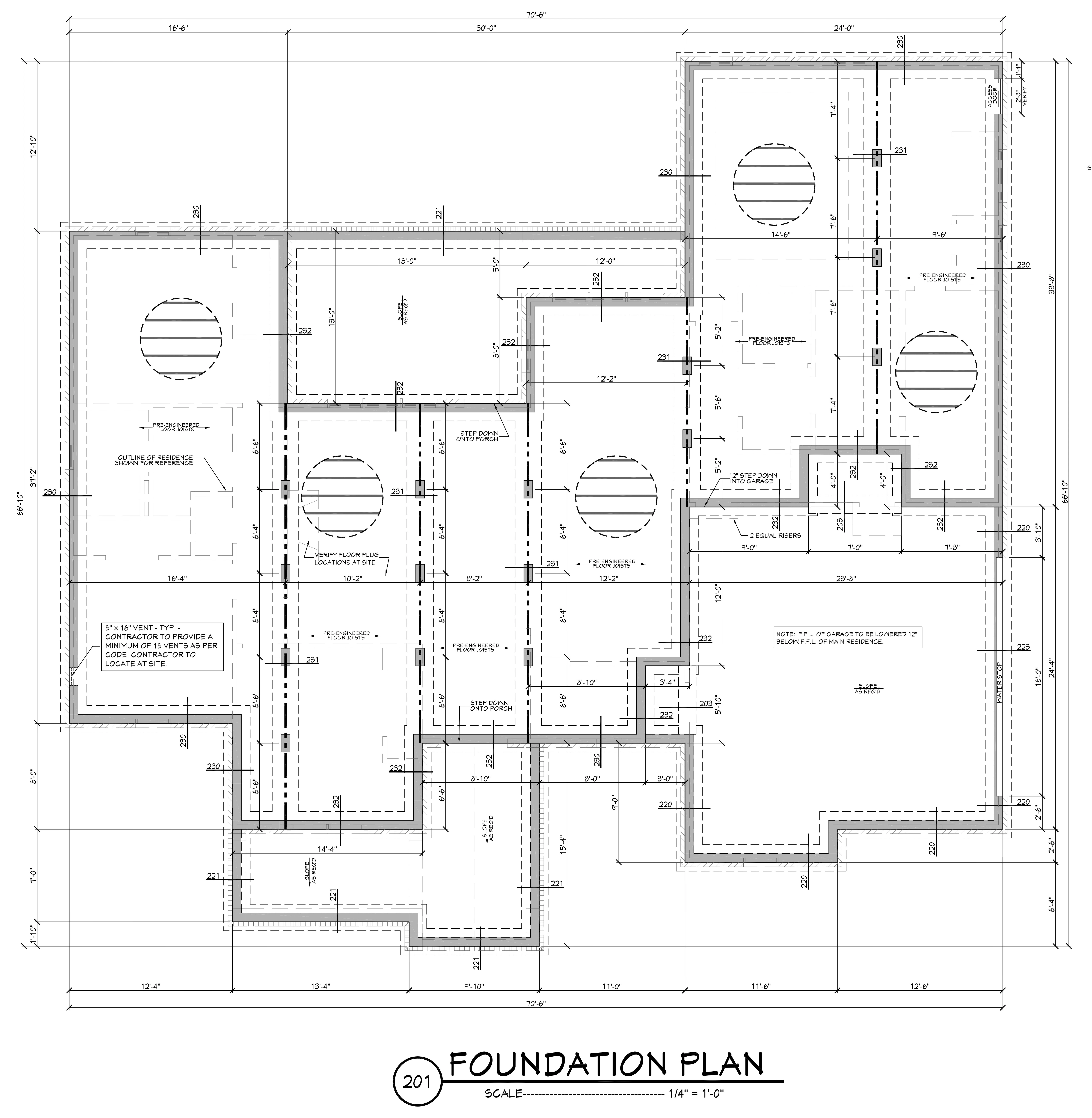 Foundation plan for Cedar Ridge Cottage