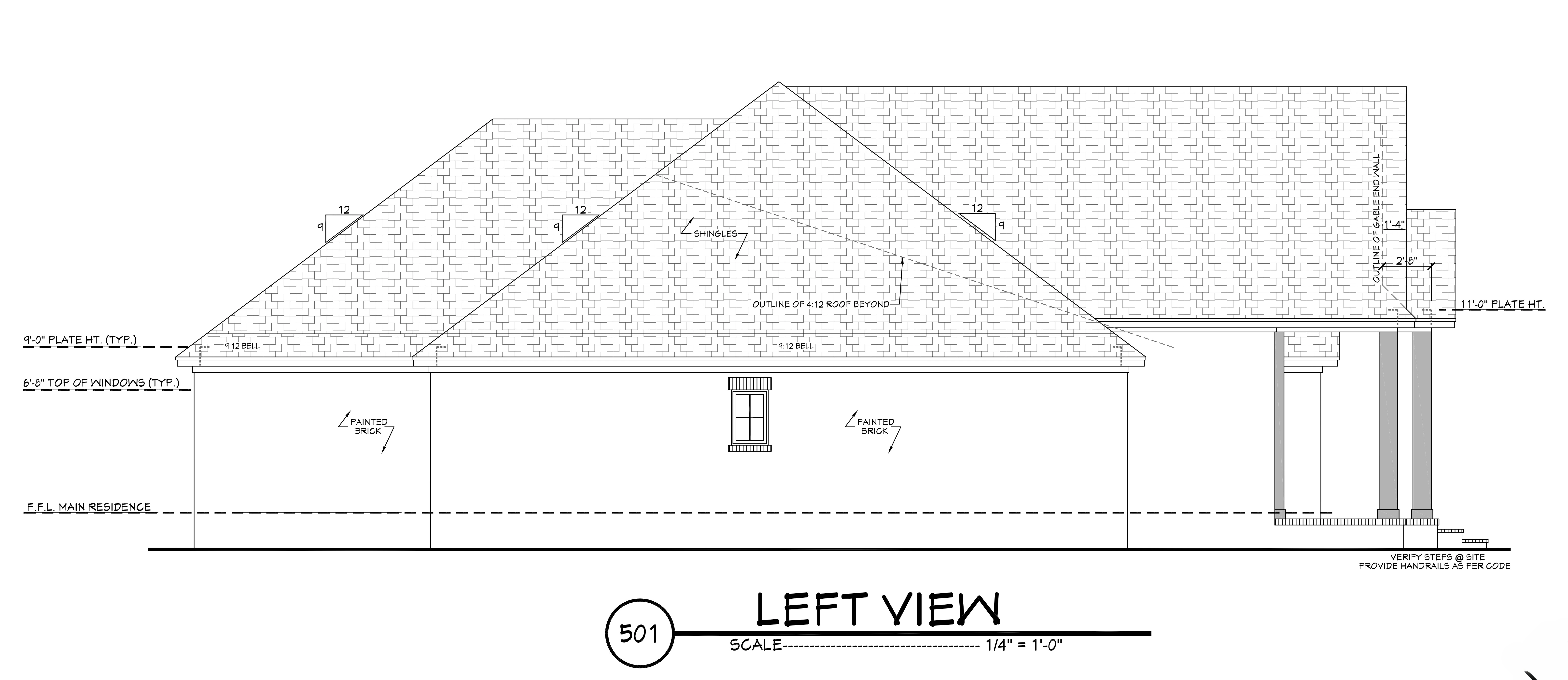 Left elevation for Cedar Ridge Cottage