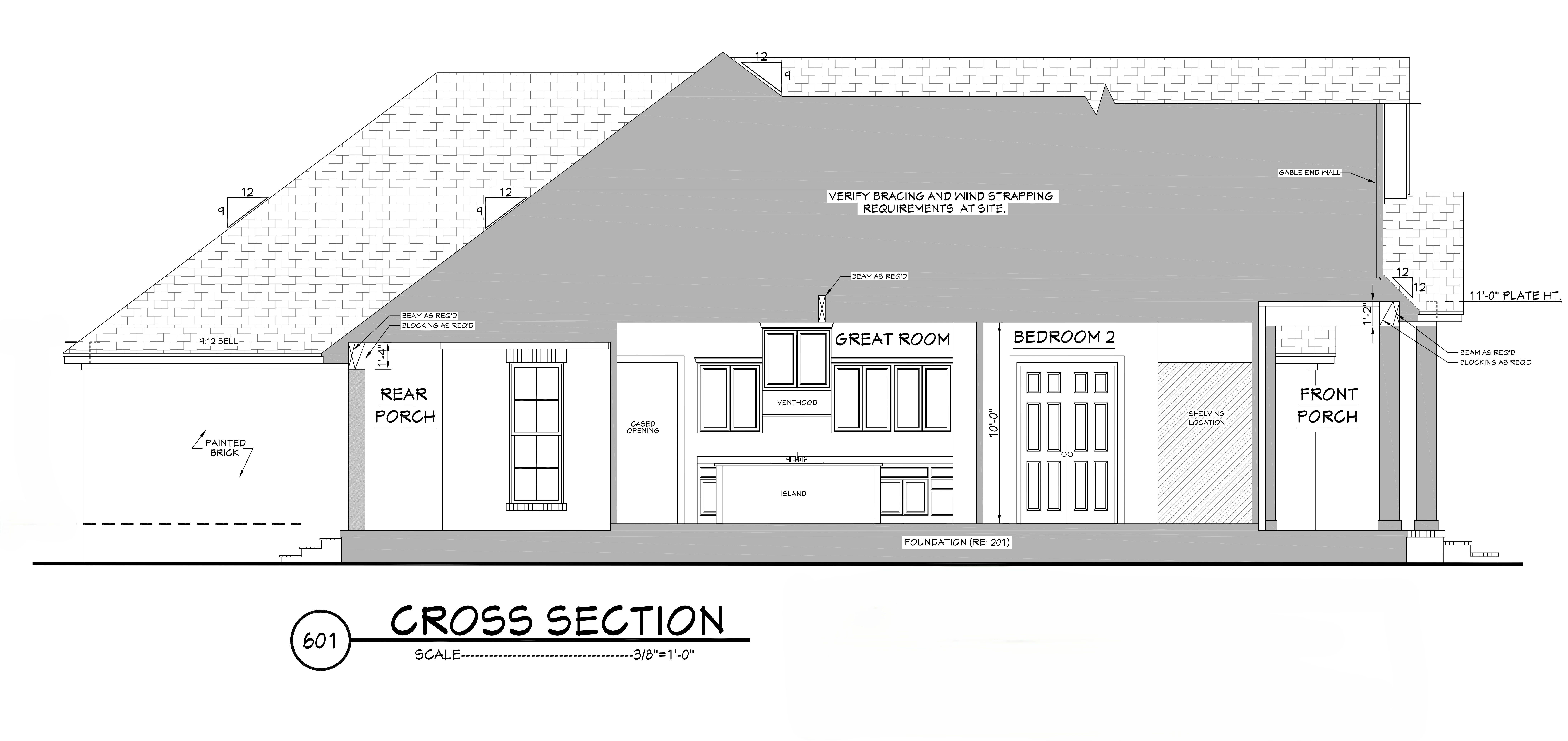 Building section for Cedar Ridge Cottage