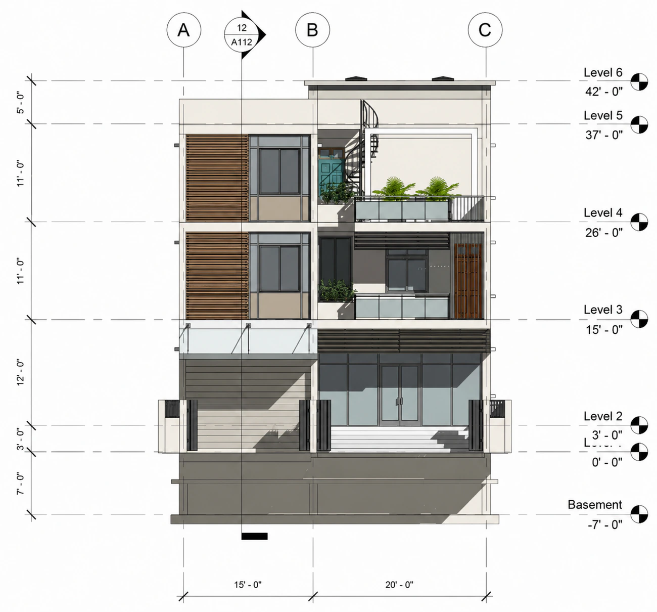 Front elevation for Corner Shop Apartments