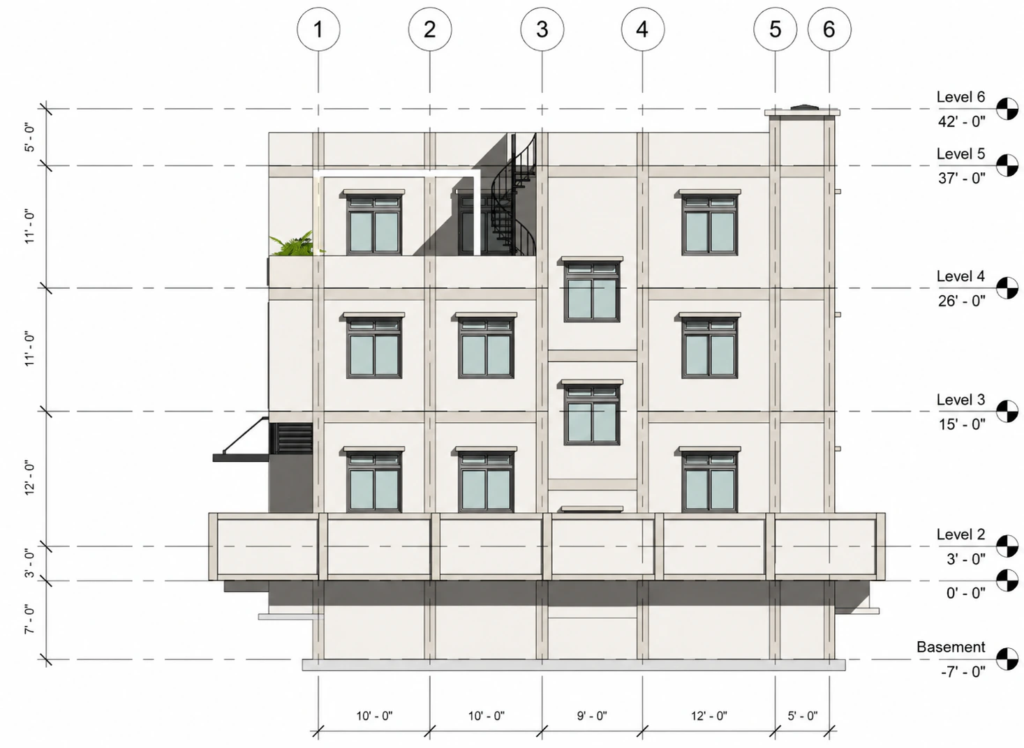 Rear elevation for Corner Shop Apartments