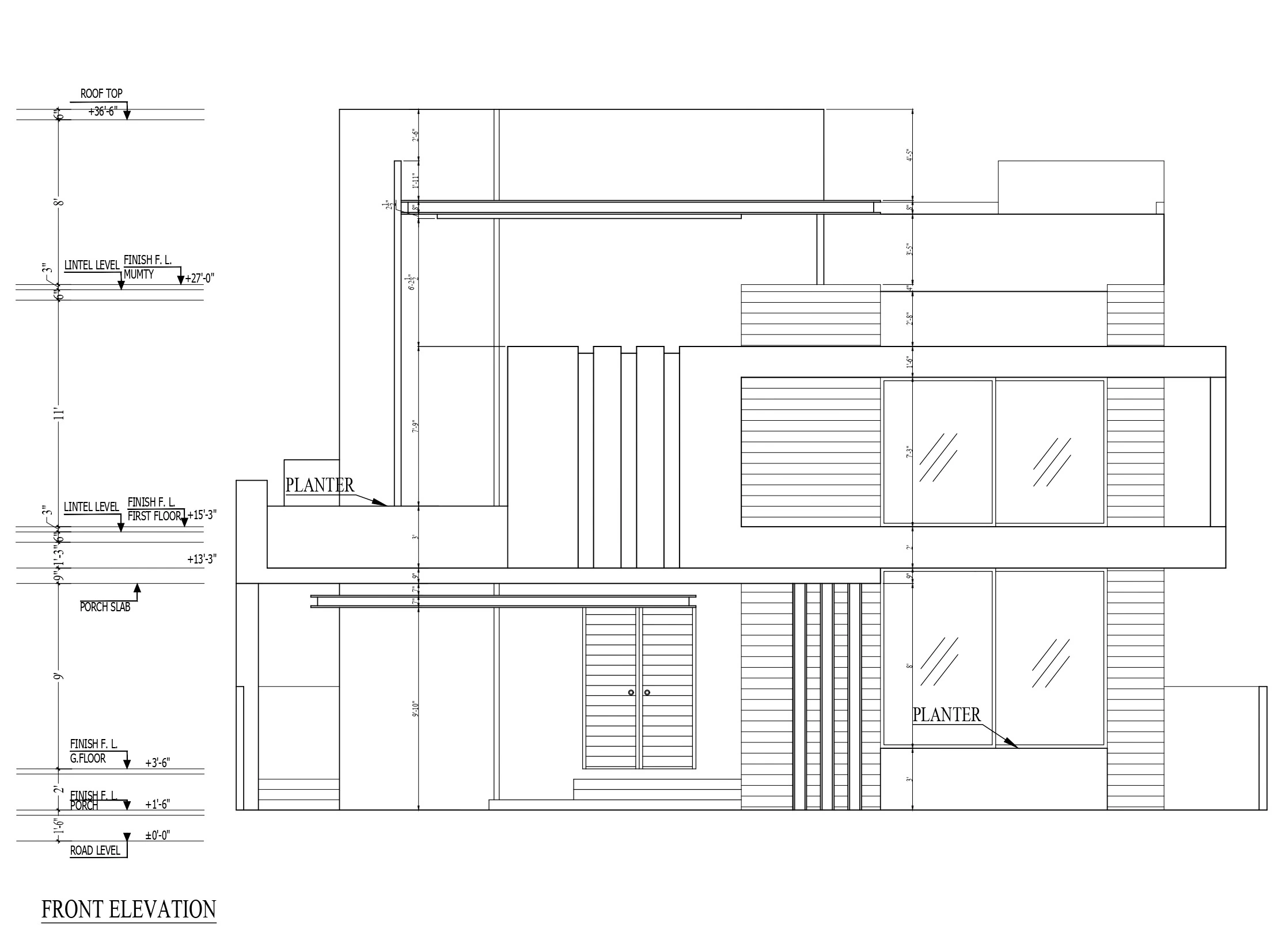 Front elevation for D Block Family Residence