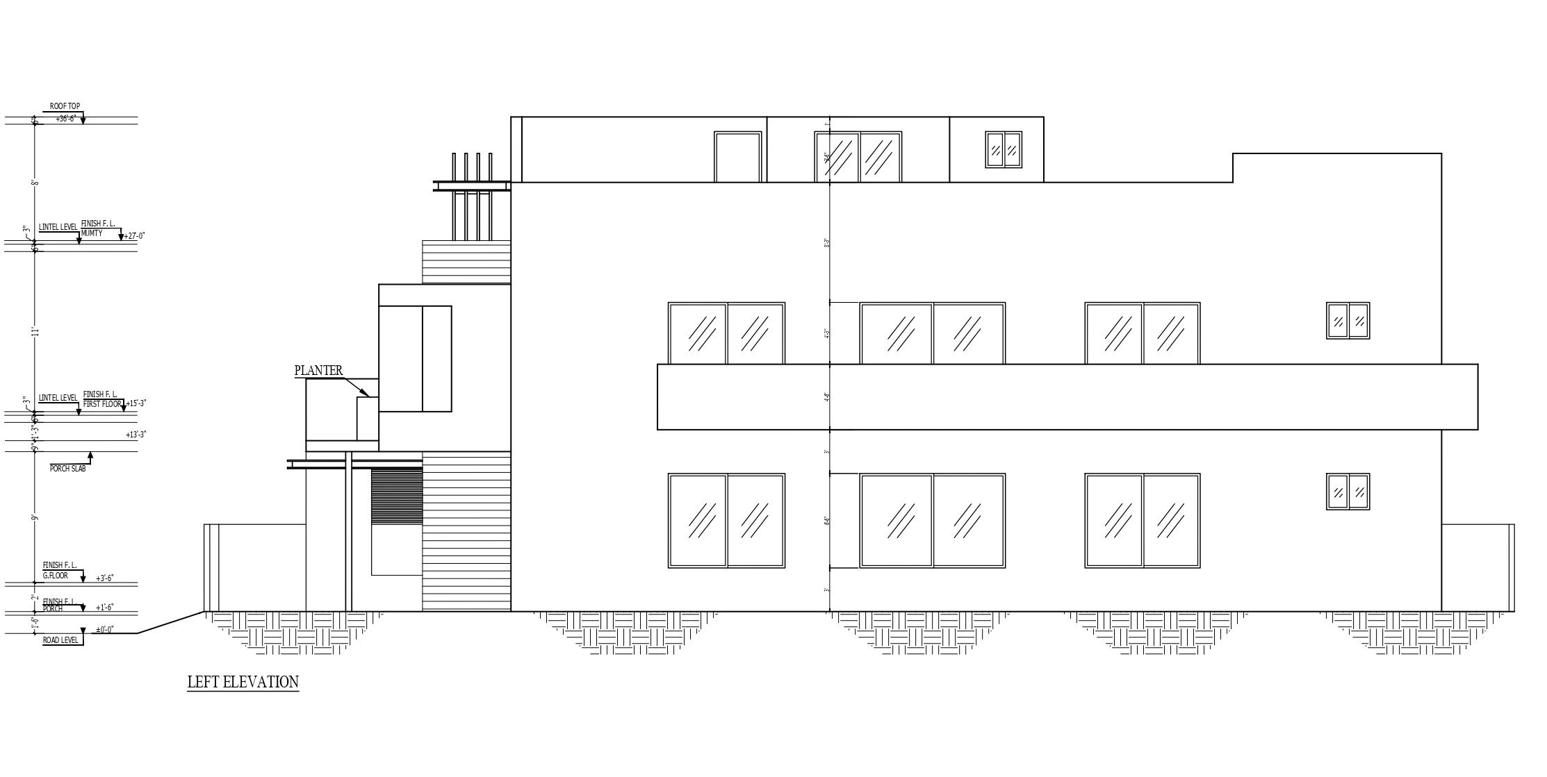 Left elevation for D Block Family Residence