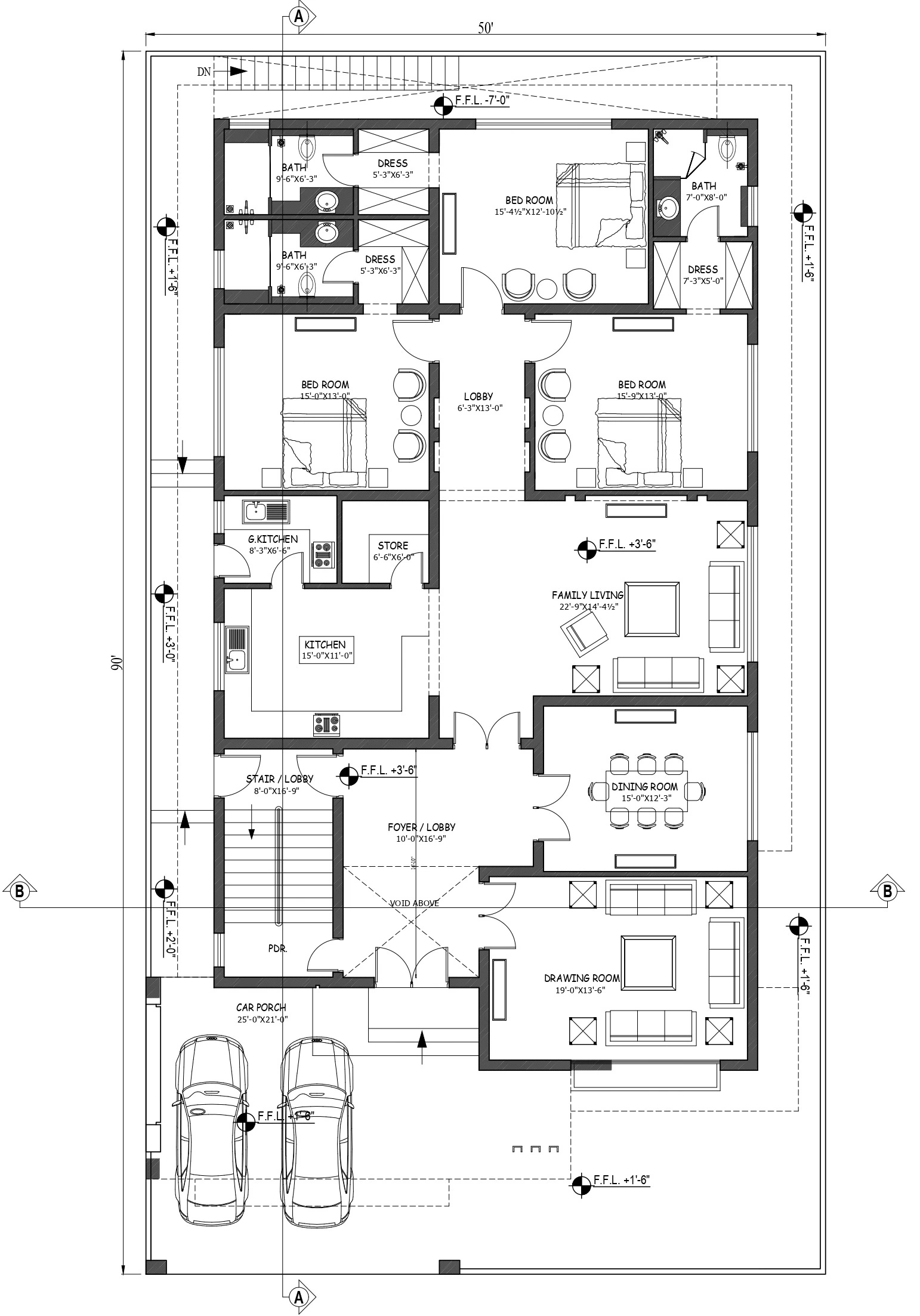 Ground-floor plan for D Block Family Residence
