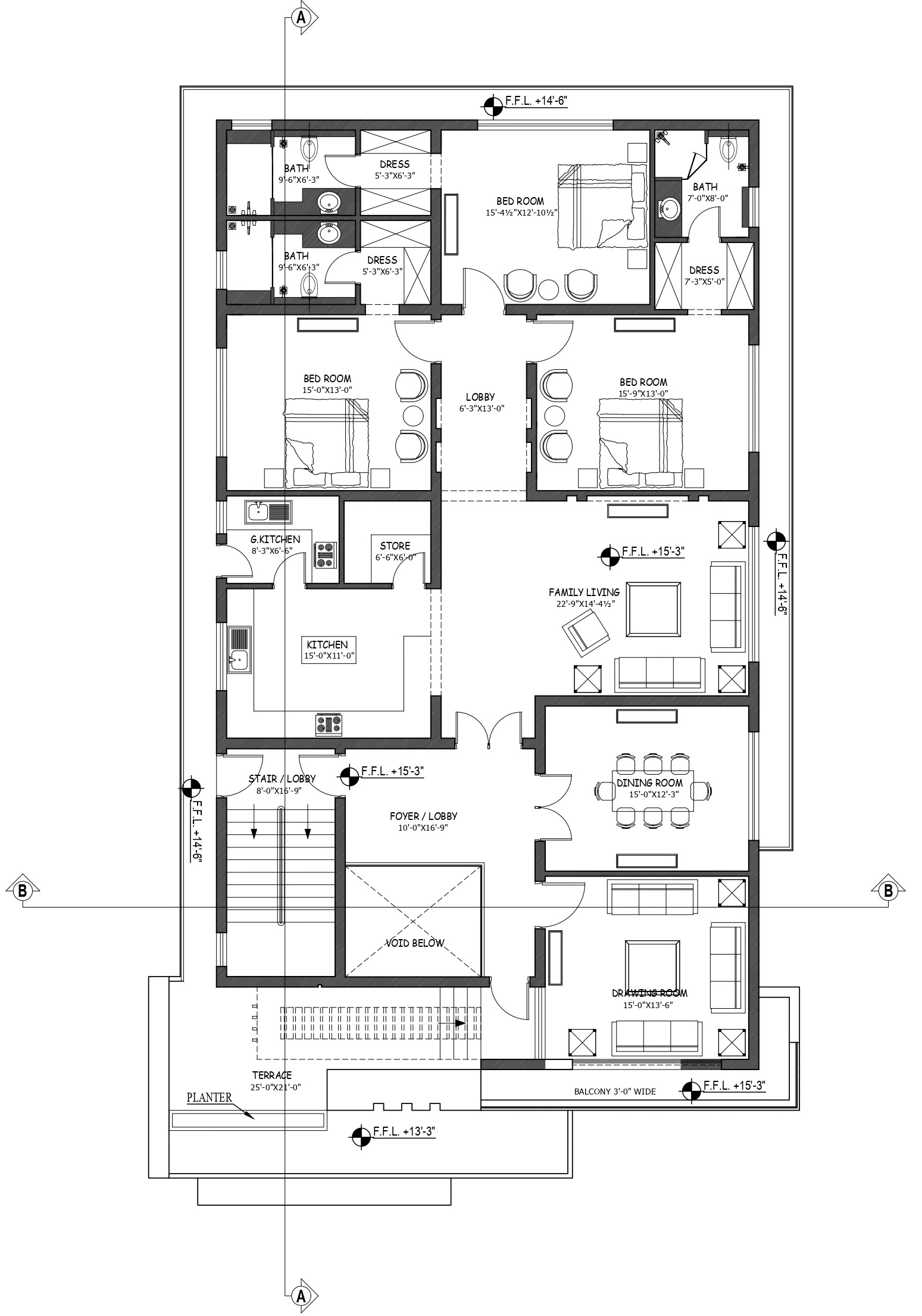 First-floor plan for D Block Family Residence