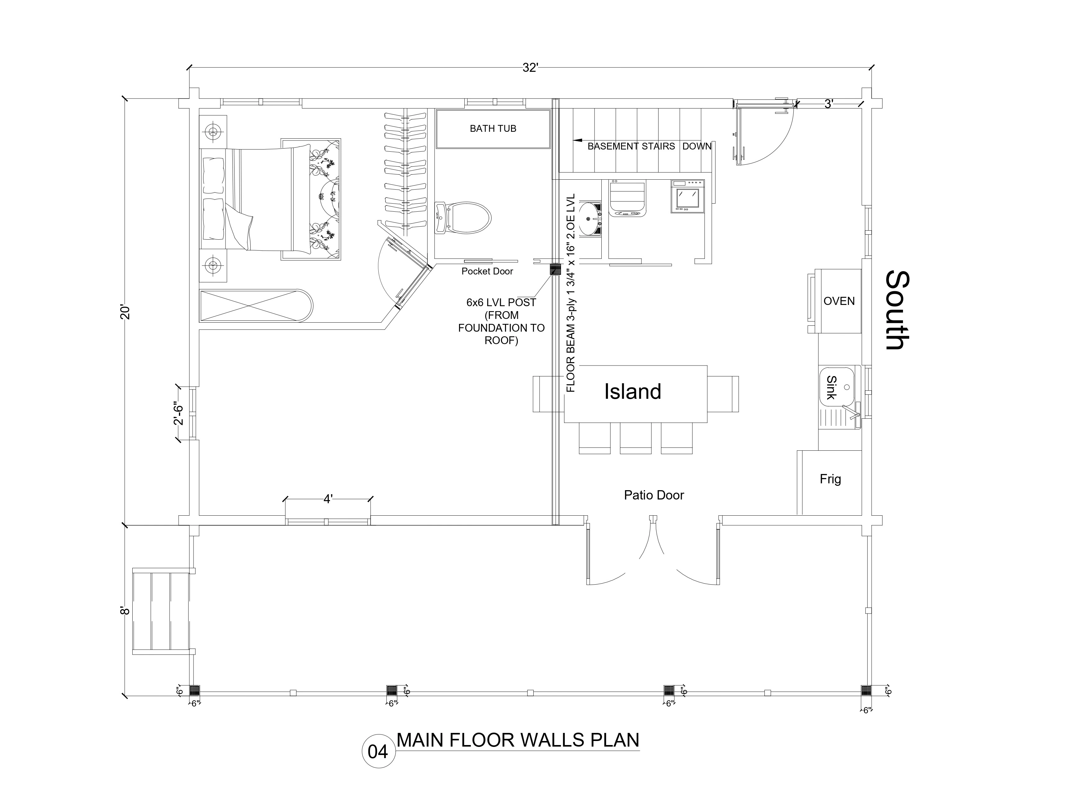 Main floor layout for Gabled Studio Addition