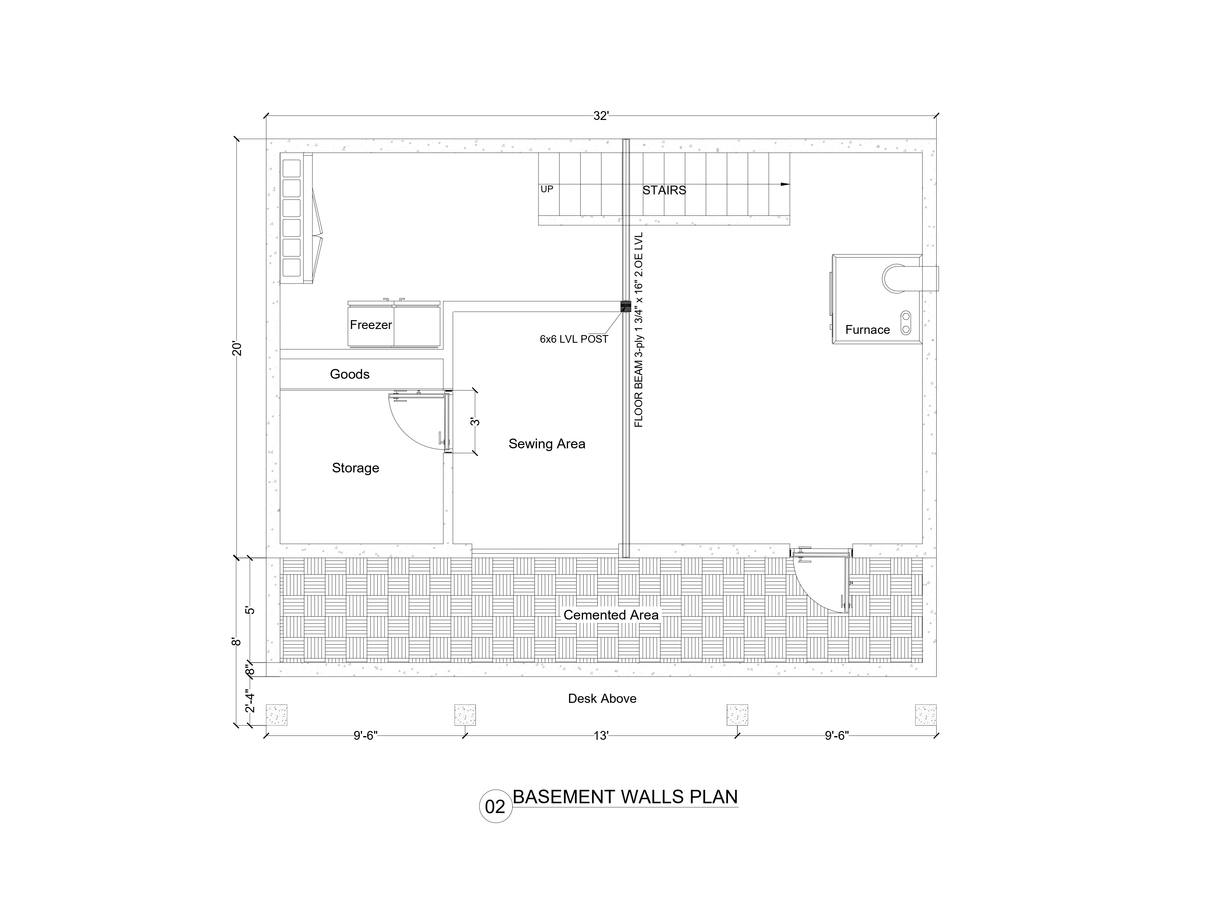 Basement layout for Gabled Studio Addition