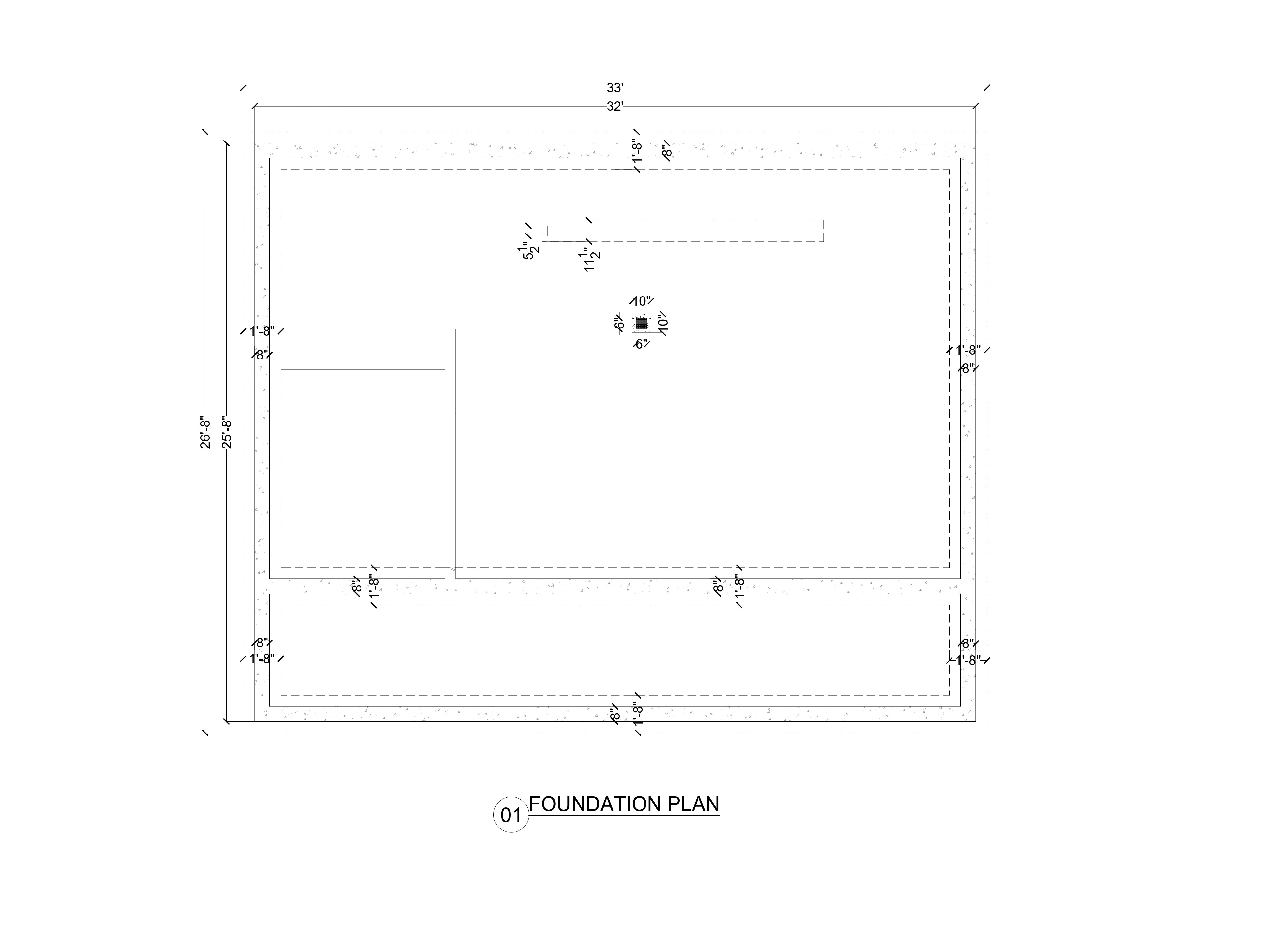 Foundation plan for Gabled Studio Addition