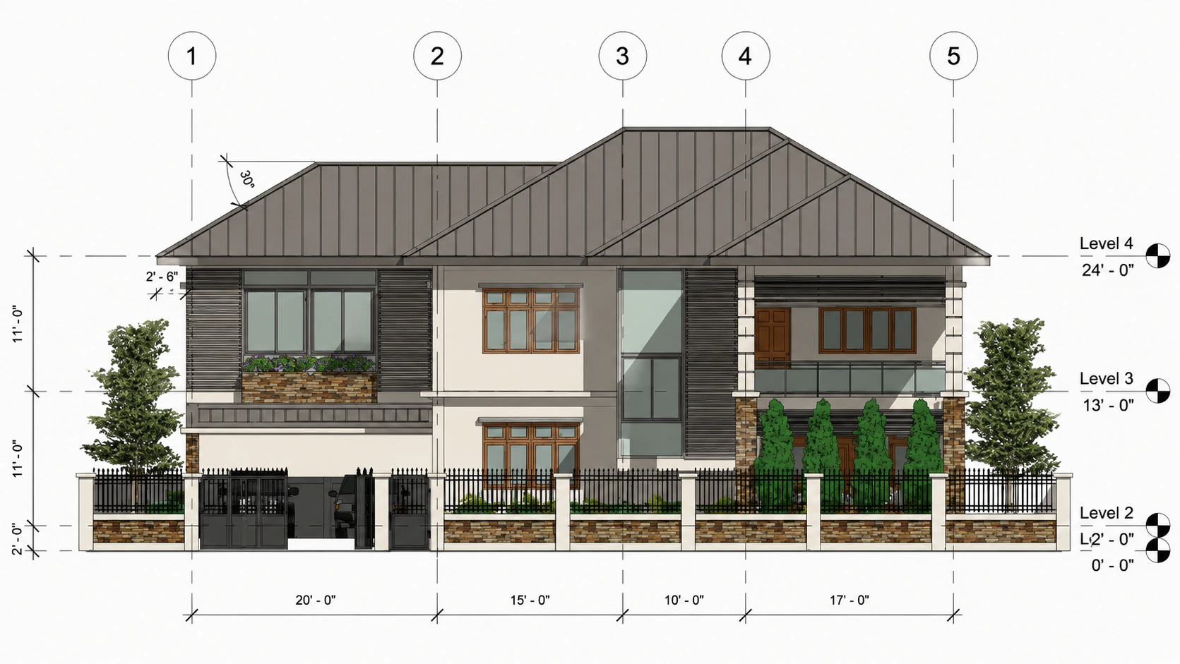 Front elevation for Garden Portico Villa