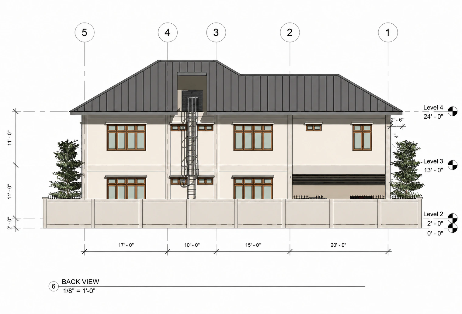 Rear elevation for Garden Portico Villa