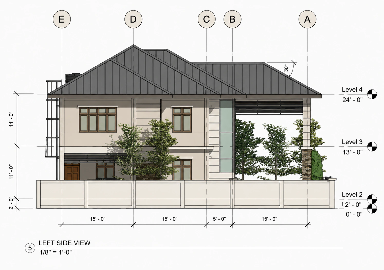 Side elevation for Garden Portico Villa