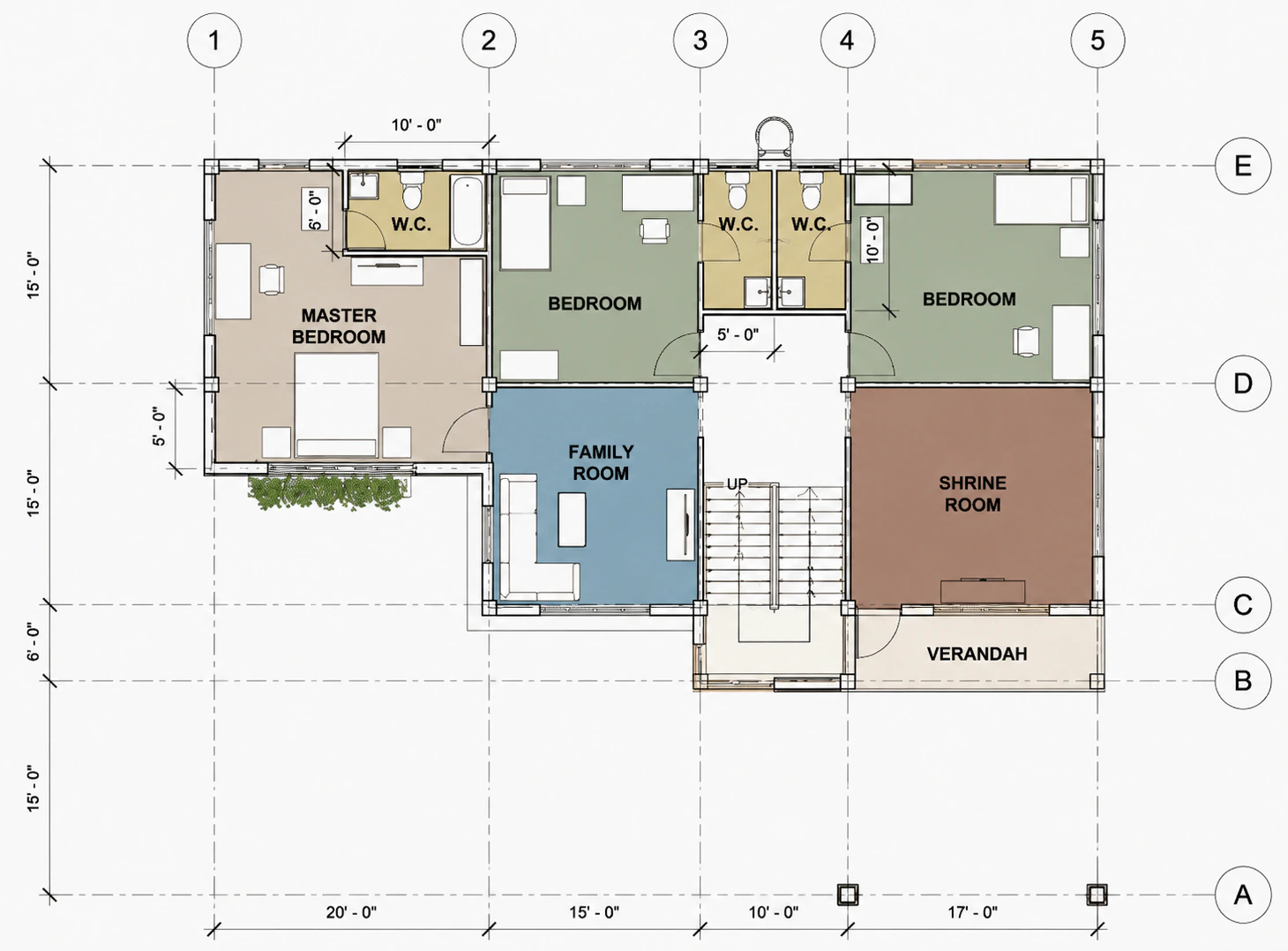 Upper-floor plan for Garden Portico Villa