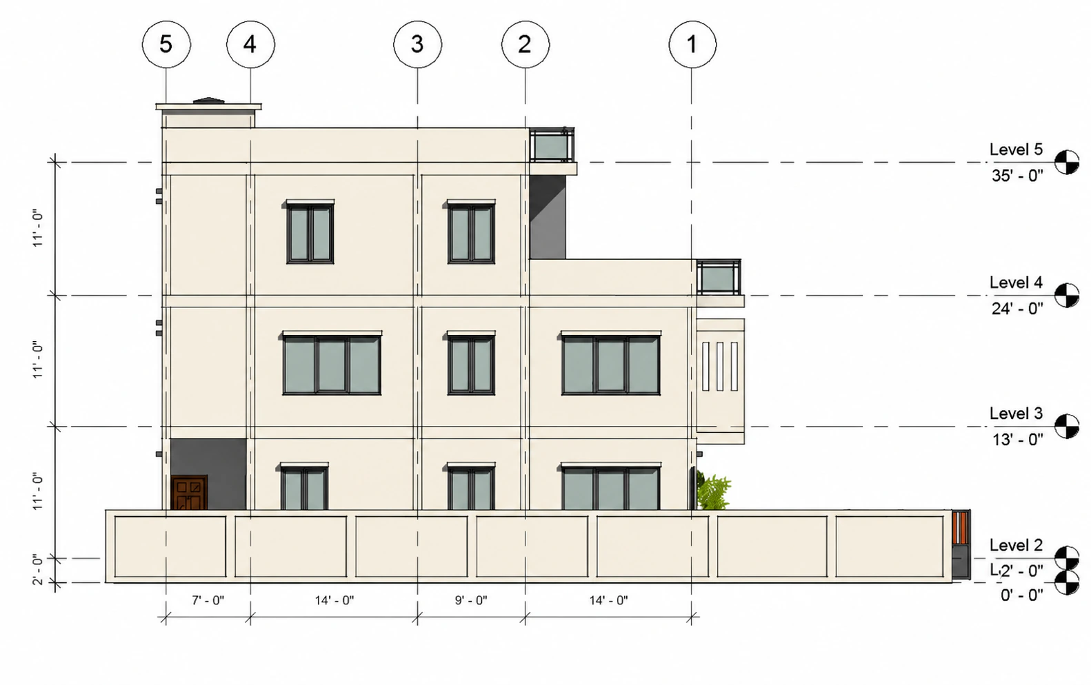 Side elevation for Garden Stair Residence