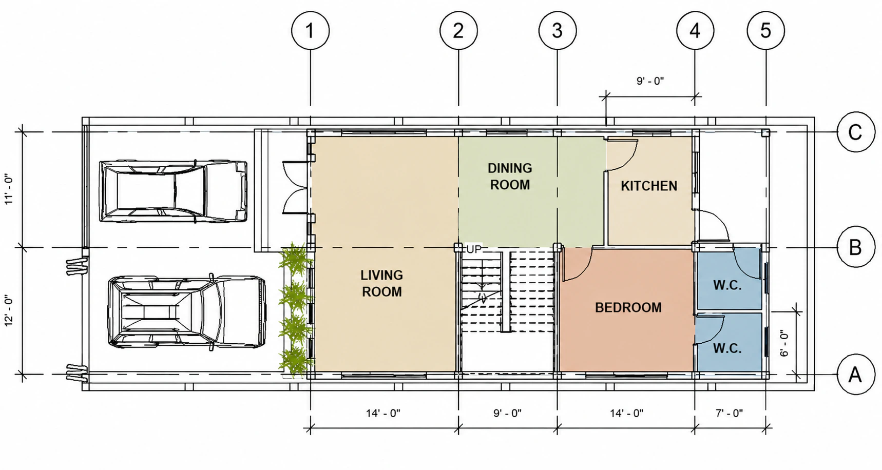 Ground-floor plan for Garden Stair Residence