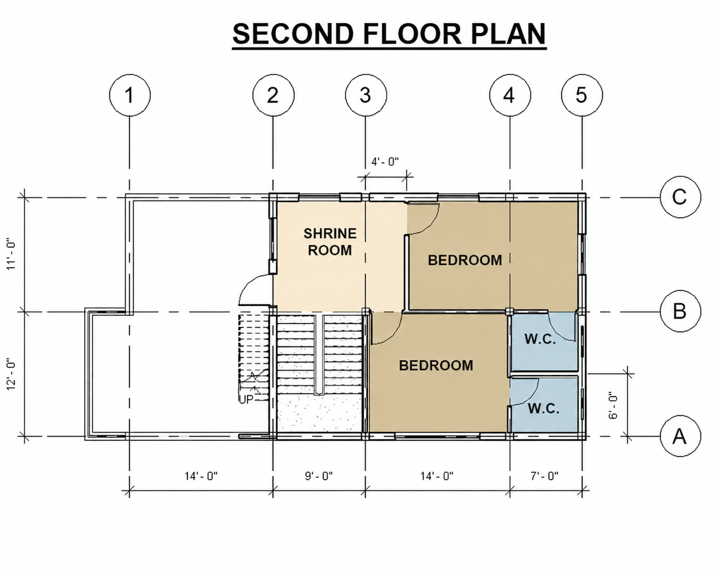Second-floor plan for Garden Stair Residence