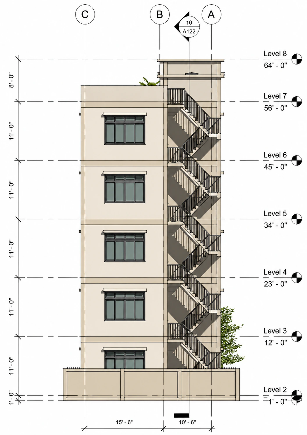 Side elevation for Glassline Apartments