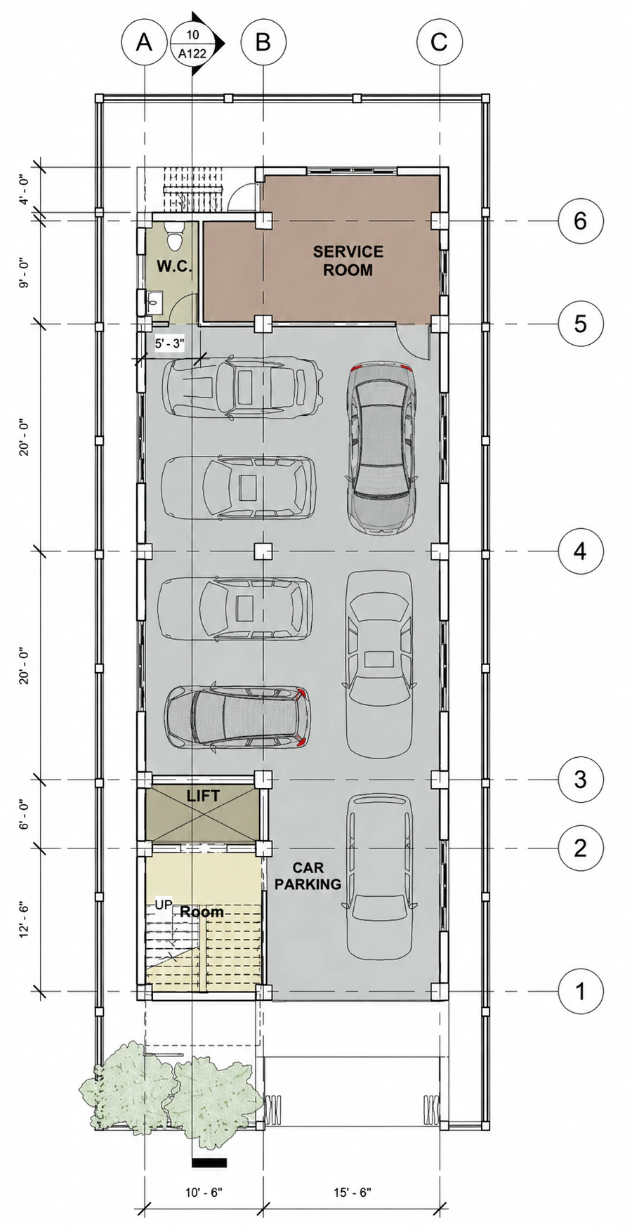 Ground parking plan for Glassline Apartments