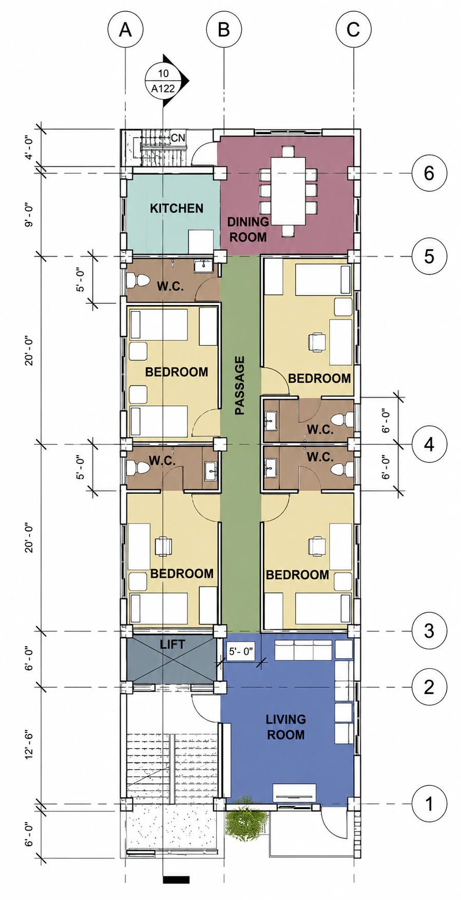 Typical-floor plan for Glassline Apartments