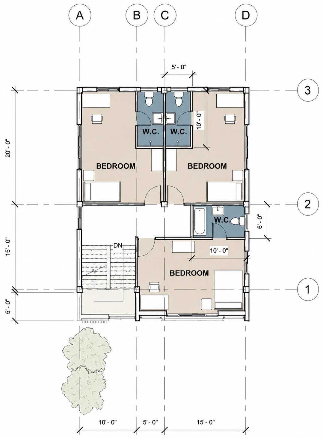 Upper-floor plan for Lattice Screen House