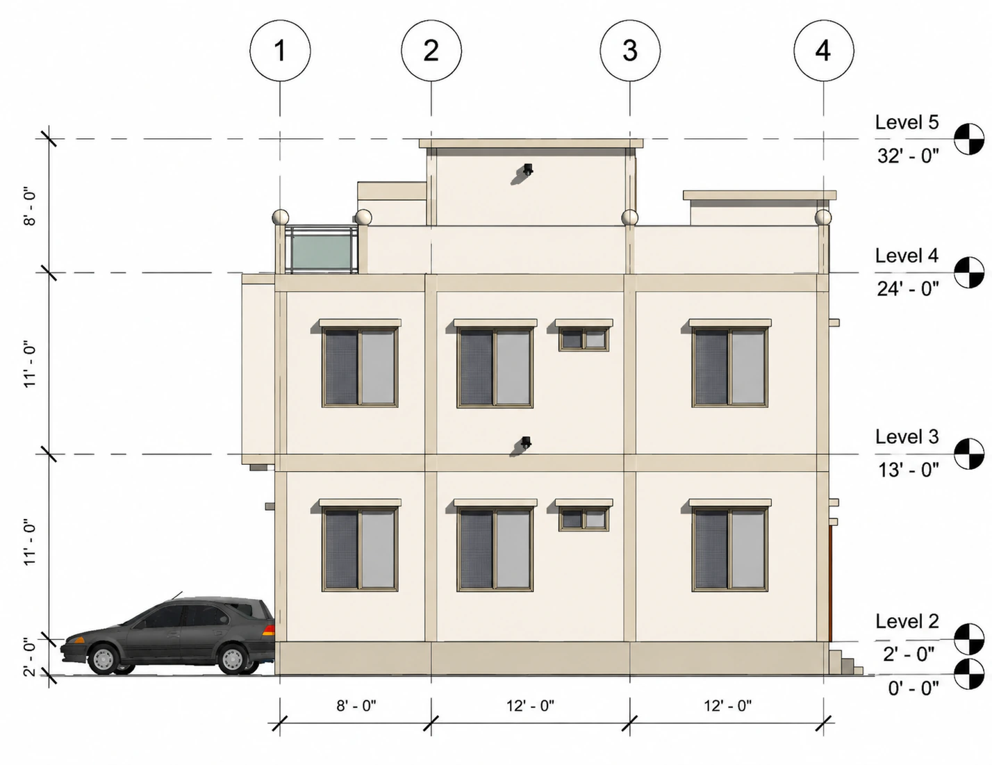 Opposite side elevation for Split Frame House