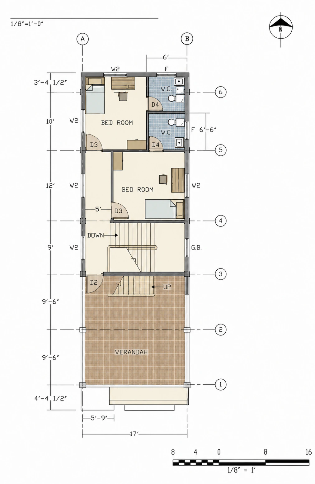 First-floor technical plan for Split Frame House