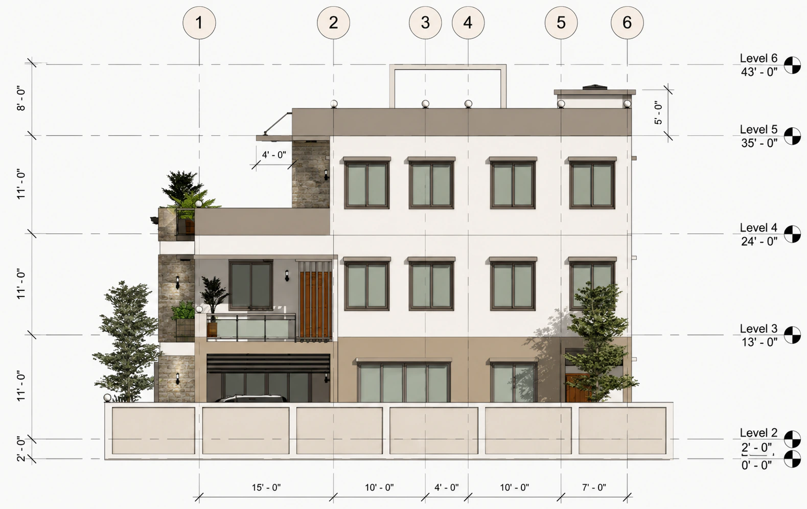 Rear elevation for Terrace Line Residence