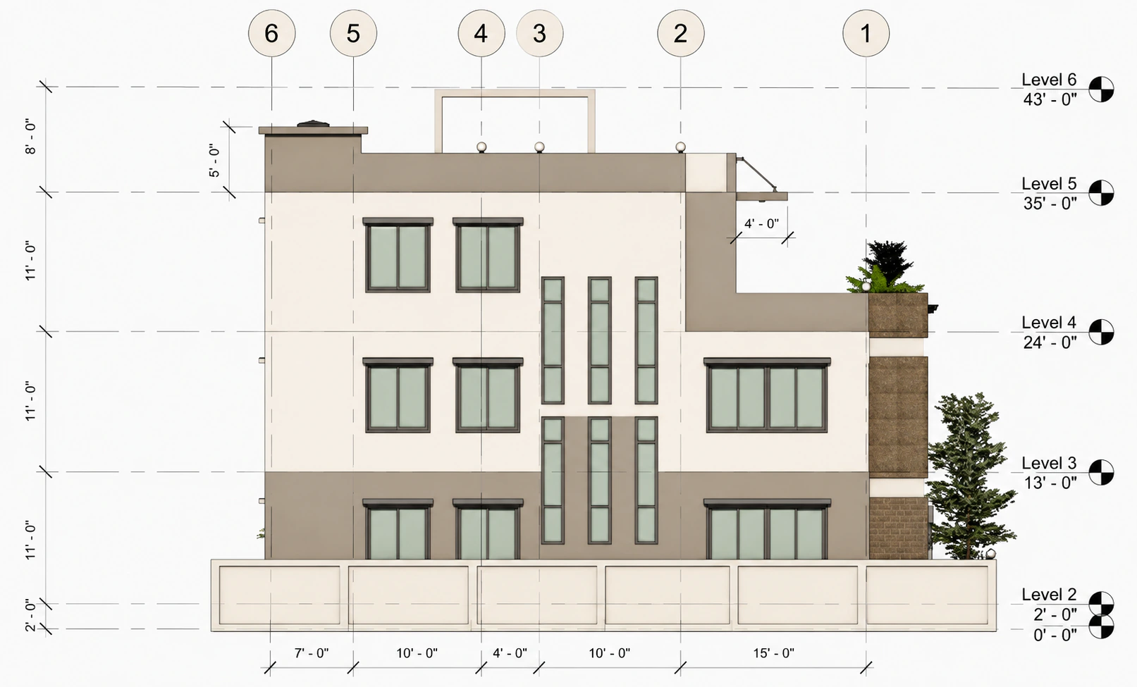 Left elevation for Terrace Line Residence