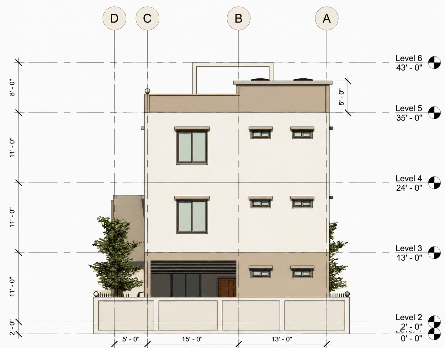 Right elevation for Terrace Line Residence