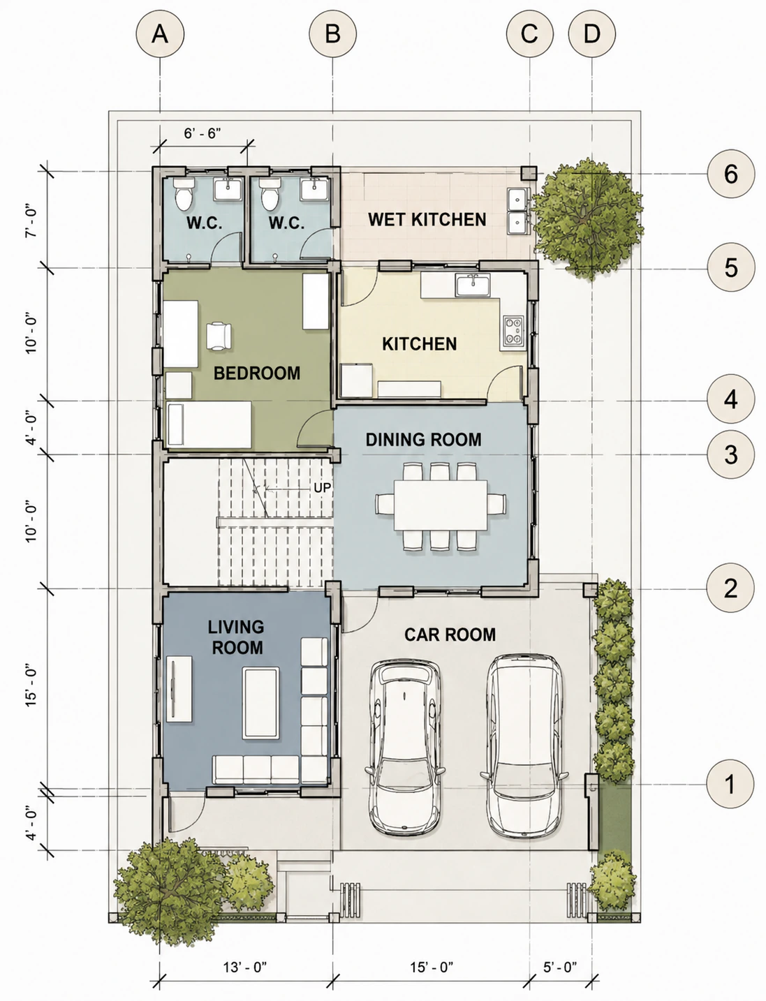 Ground-floor plan for Terrace Line Residence