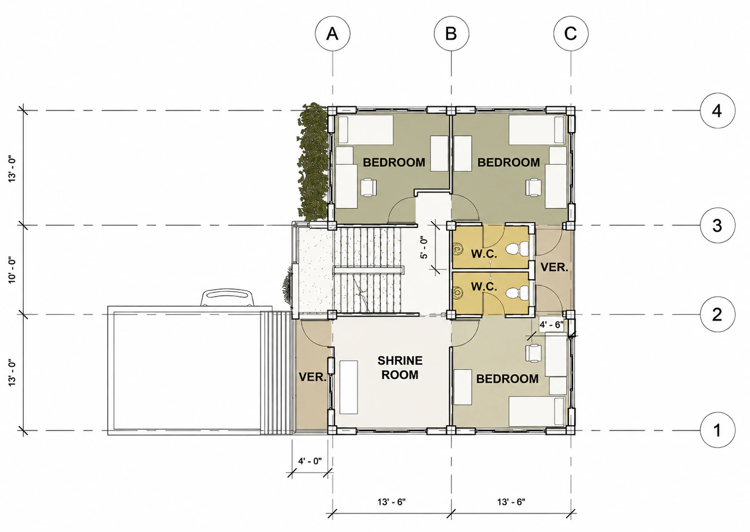 Upper-floor plan for Twin Bay Residence