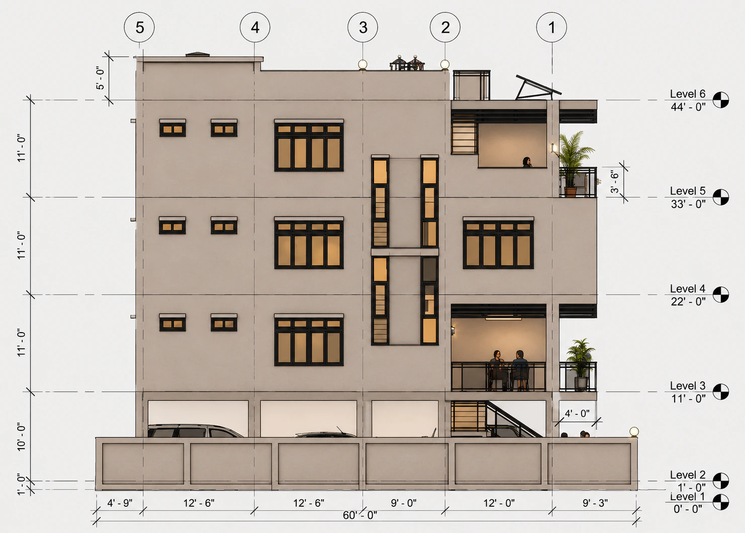 Rear elevation for Vertical Court Townhouse