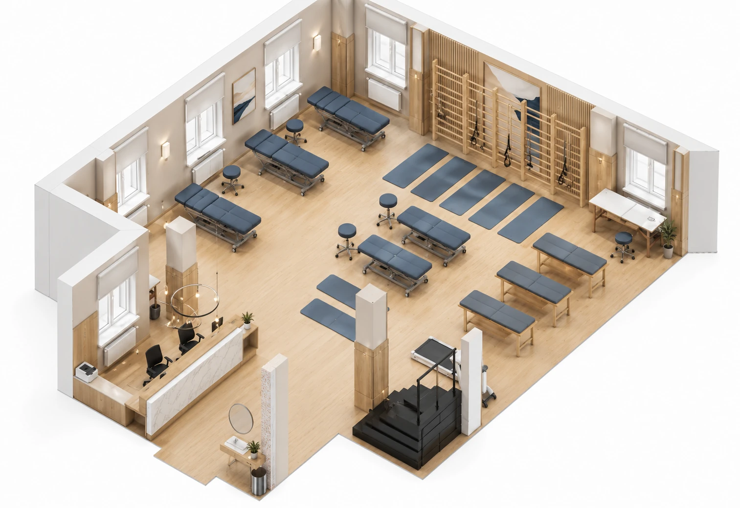 Cardio and stretching zone for Axis Fitness Studio