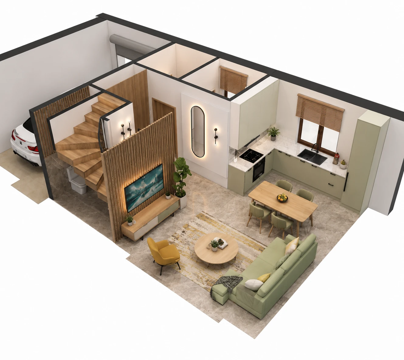 Living area layout for Hearthline Residence