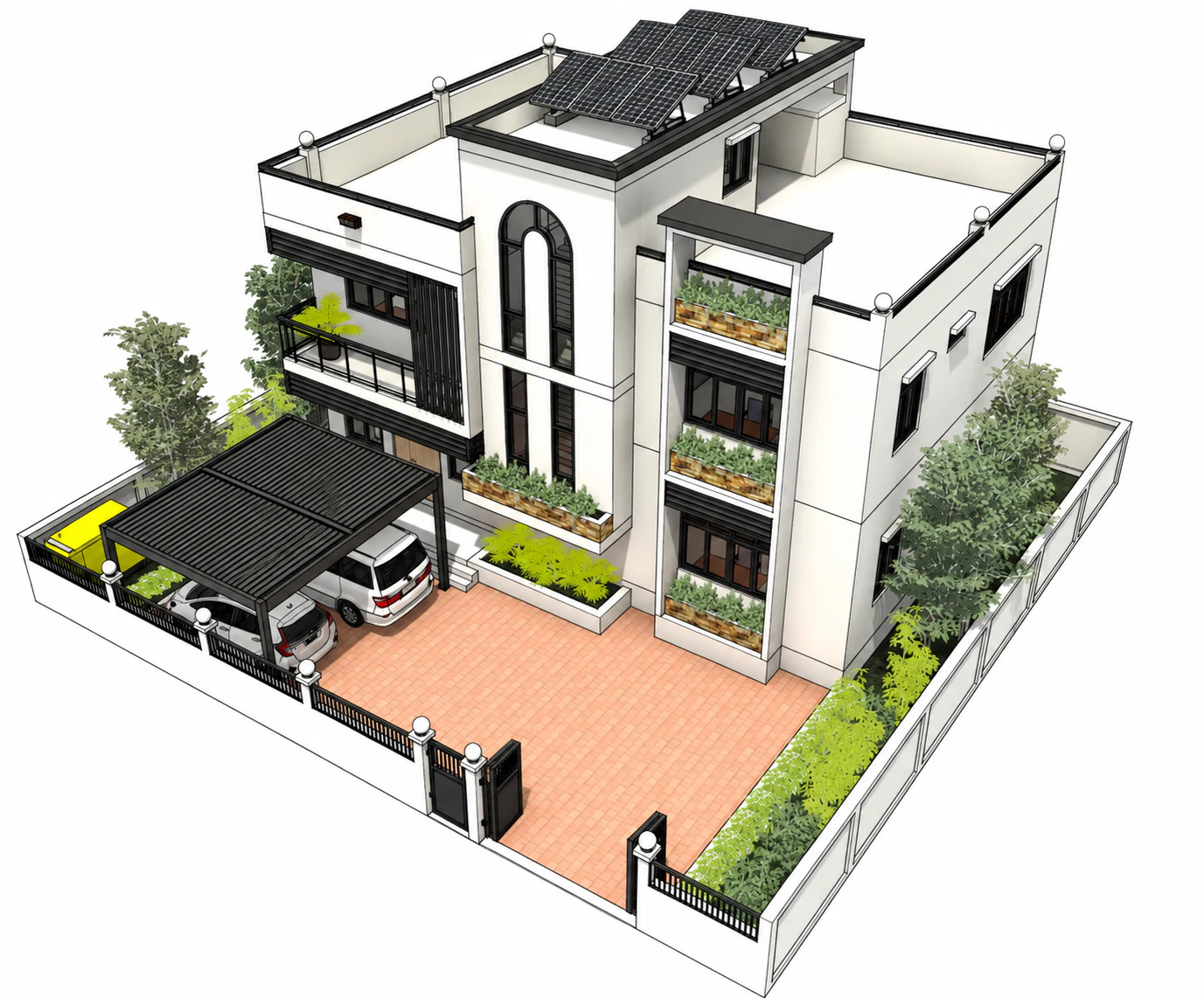 Aerial site model for Arcade Garden Villa