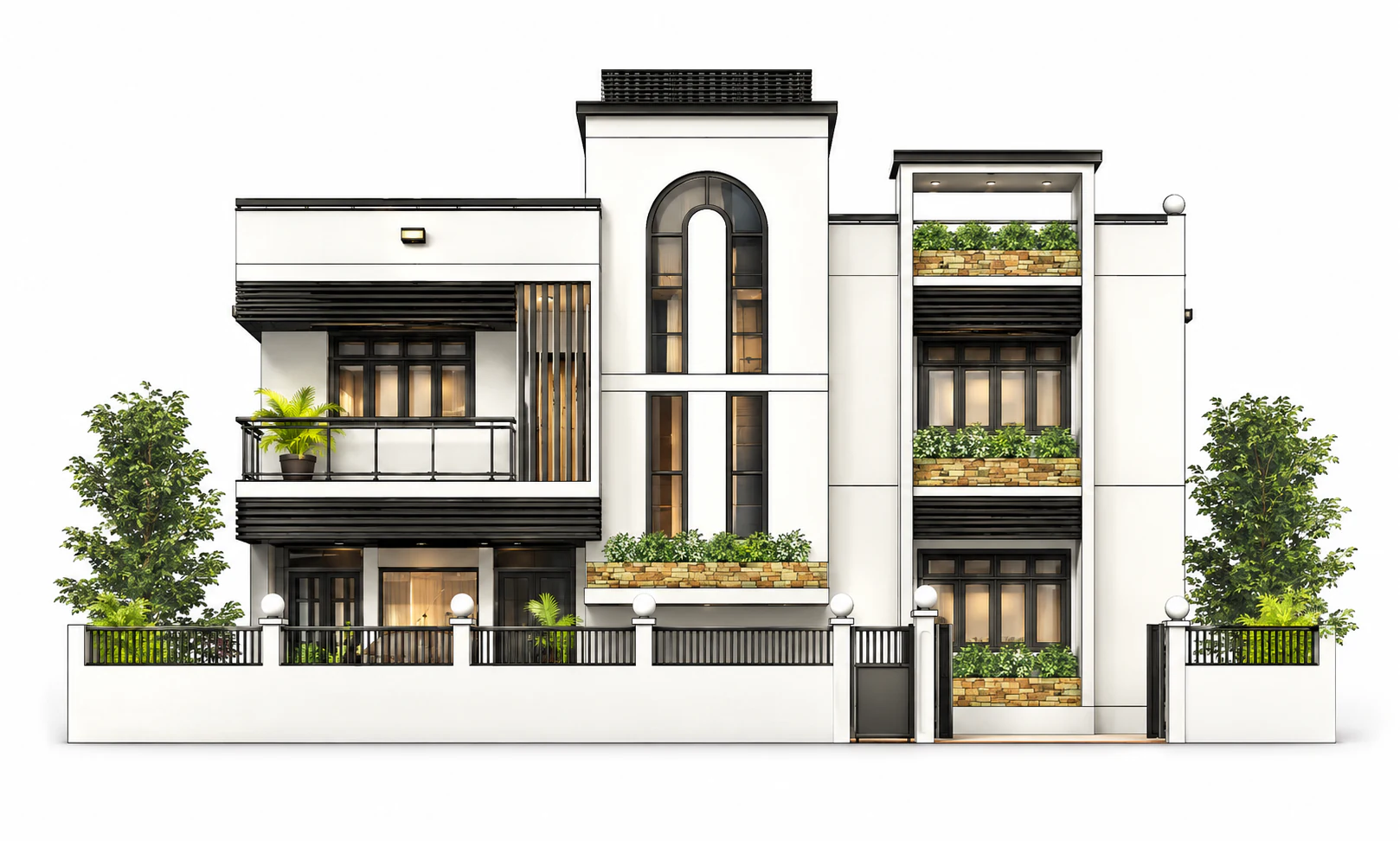 Front elevation model for Arcade Garden Villa