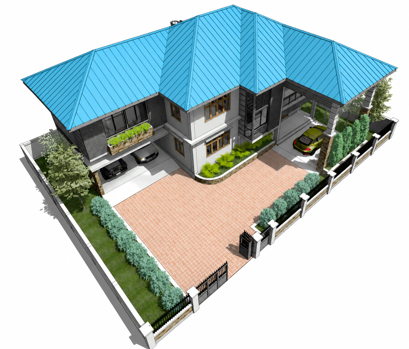 Roof and site model for Azure Roof Courtyard Villa