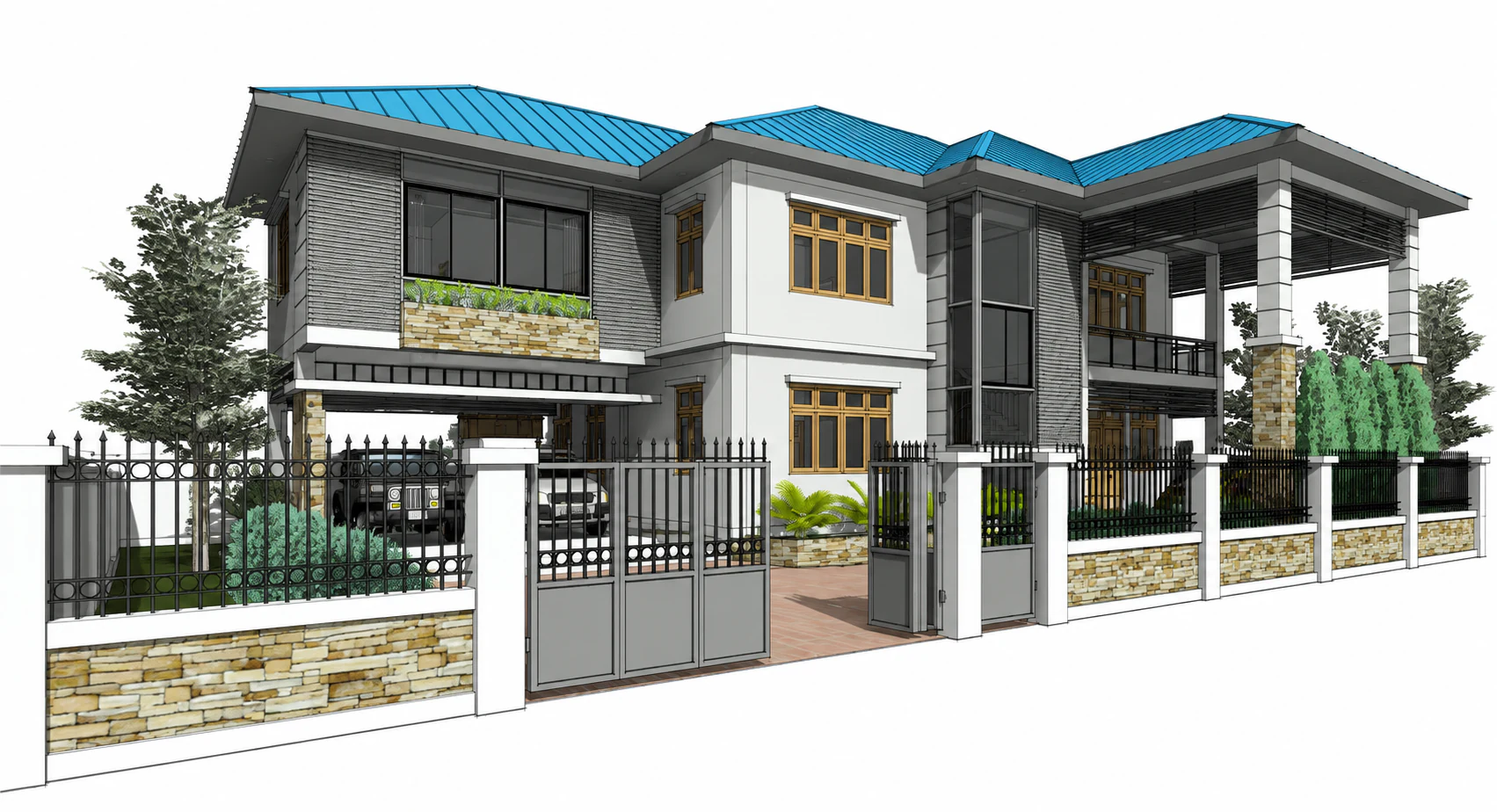 Front entrance model for Azure Roof Courtyard Villa