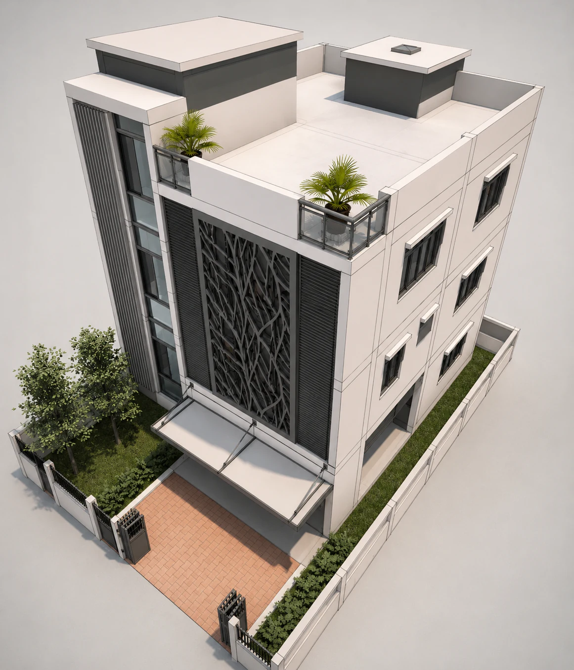 Aerial front model for Lattice Screen House