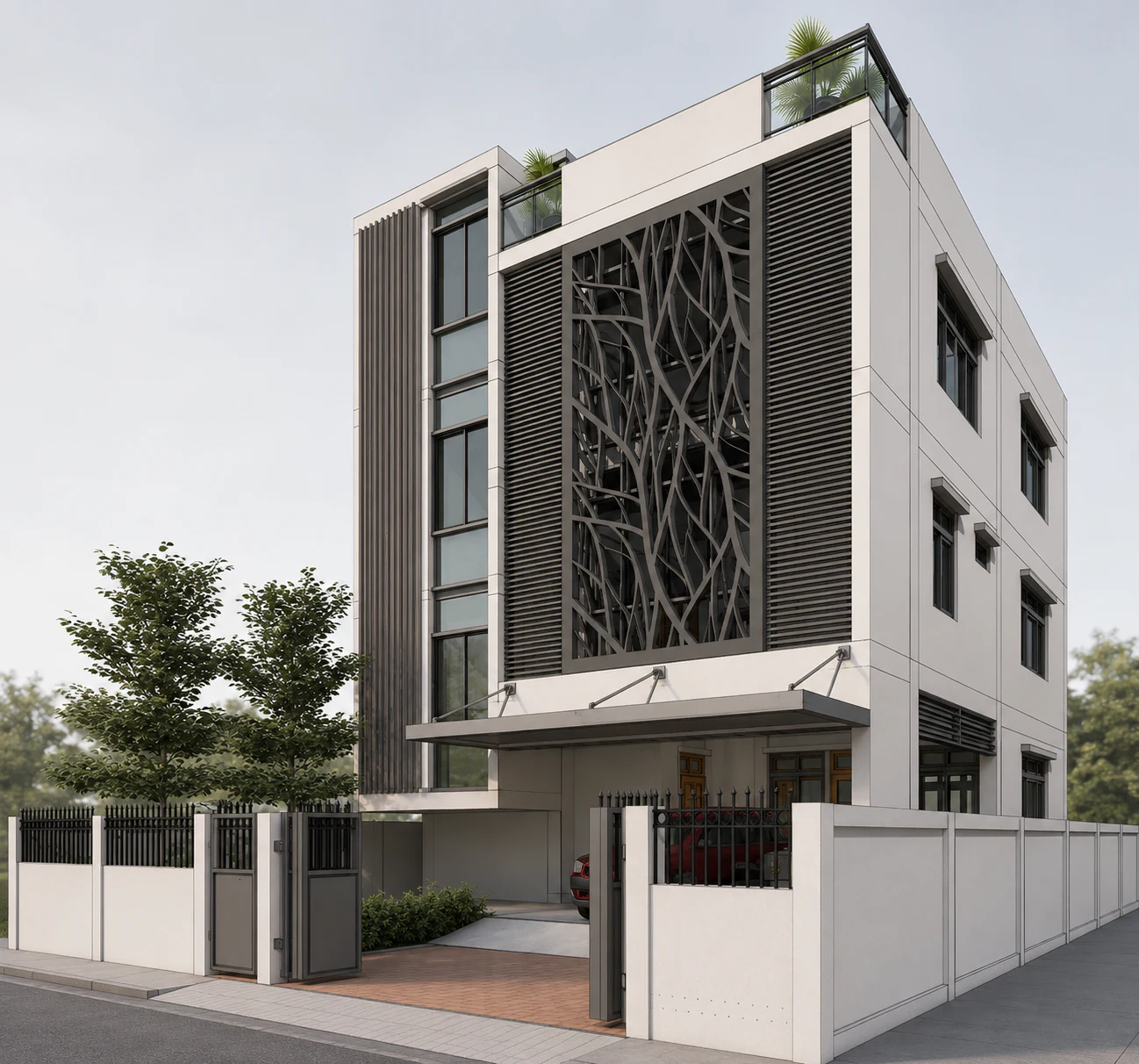 Lattice Screen House facade model by Architon Studio