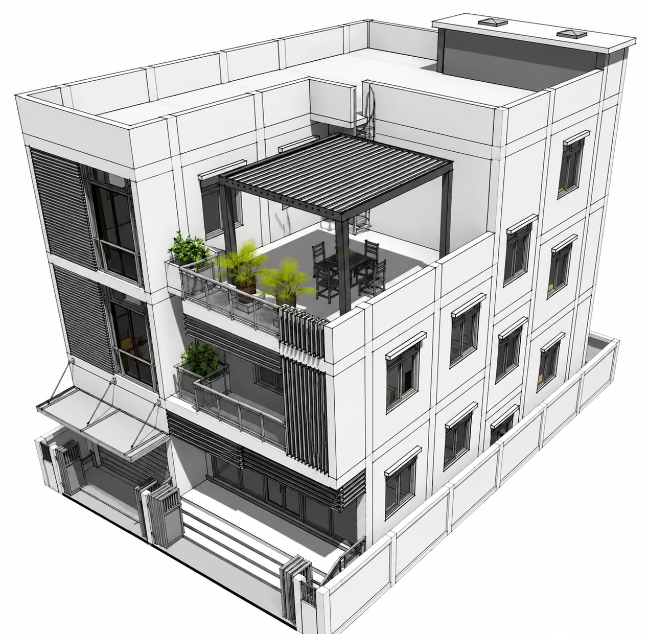 Aerial terrace model for Pergola Stack Residence
