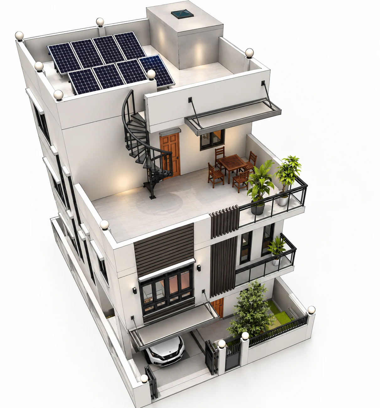 Rooftop aerial model for Terrace Frame Residence
