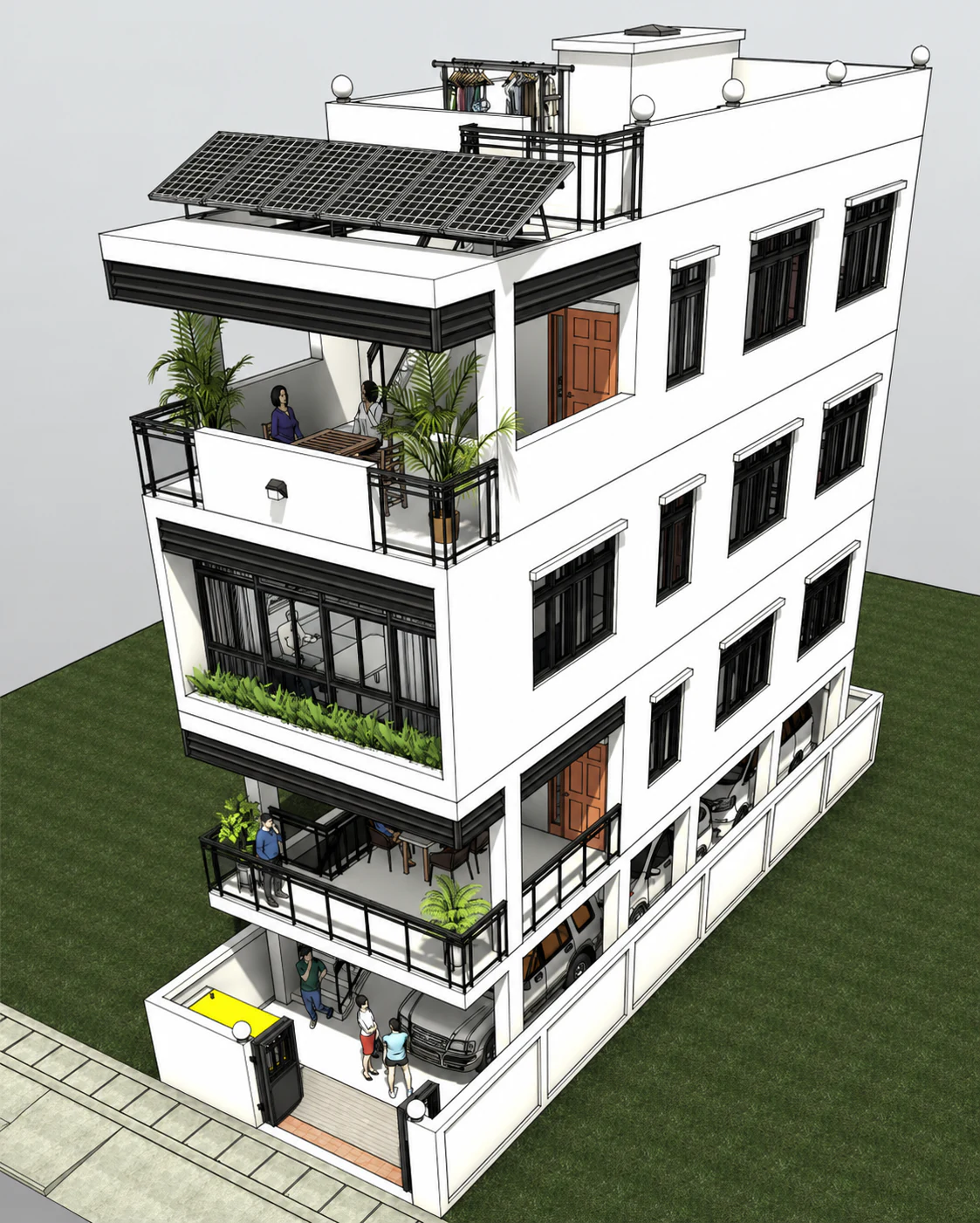 Aerial building model for Vertical Garden Townhouse