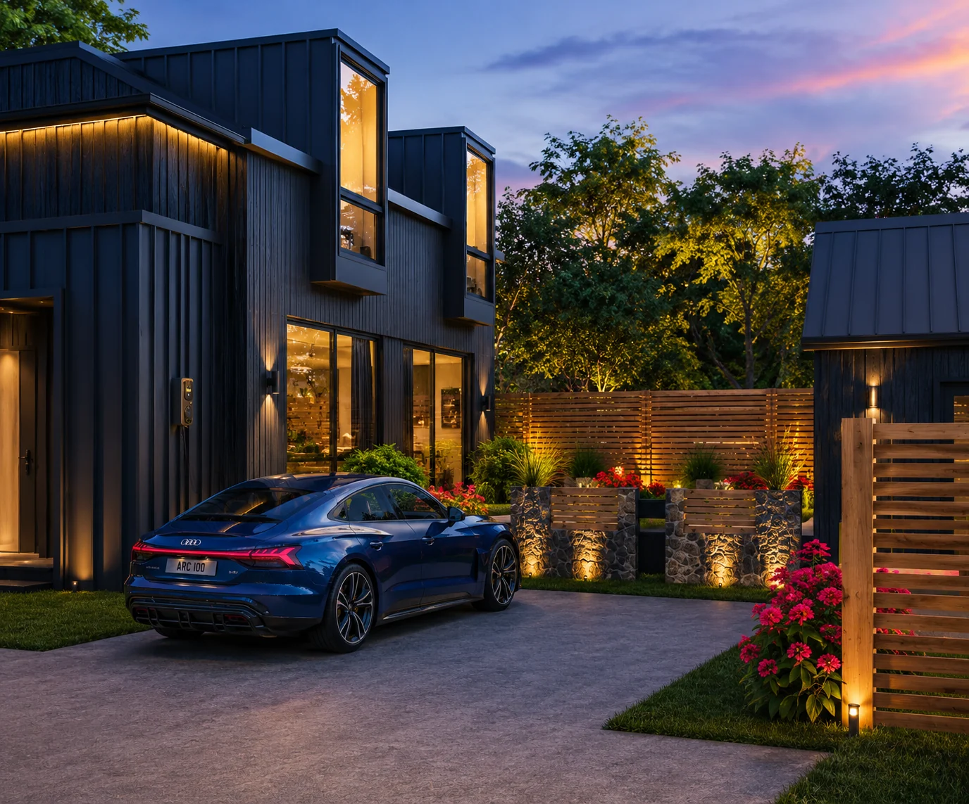 Arrival facade for Blackwood Courtyard House