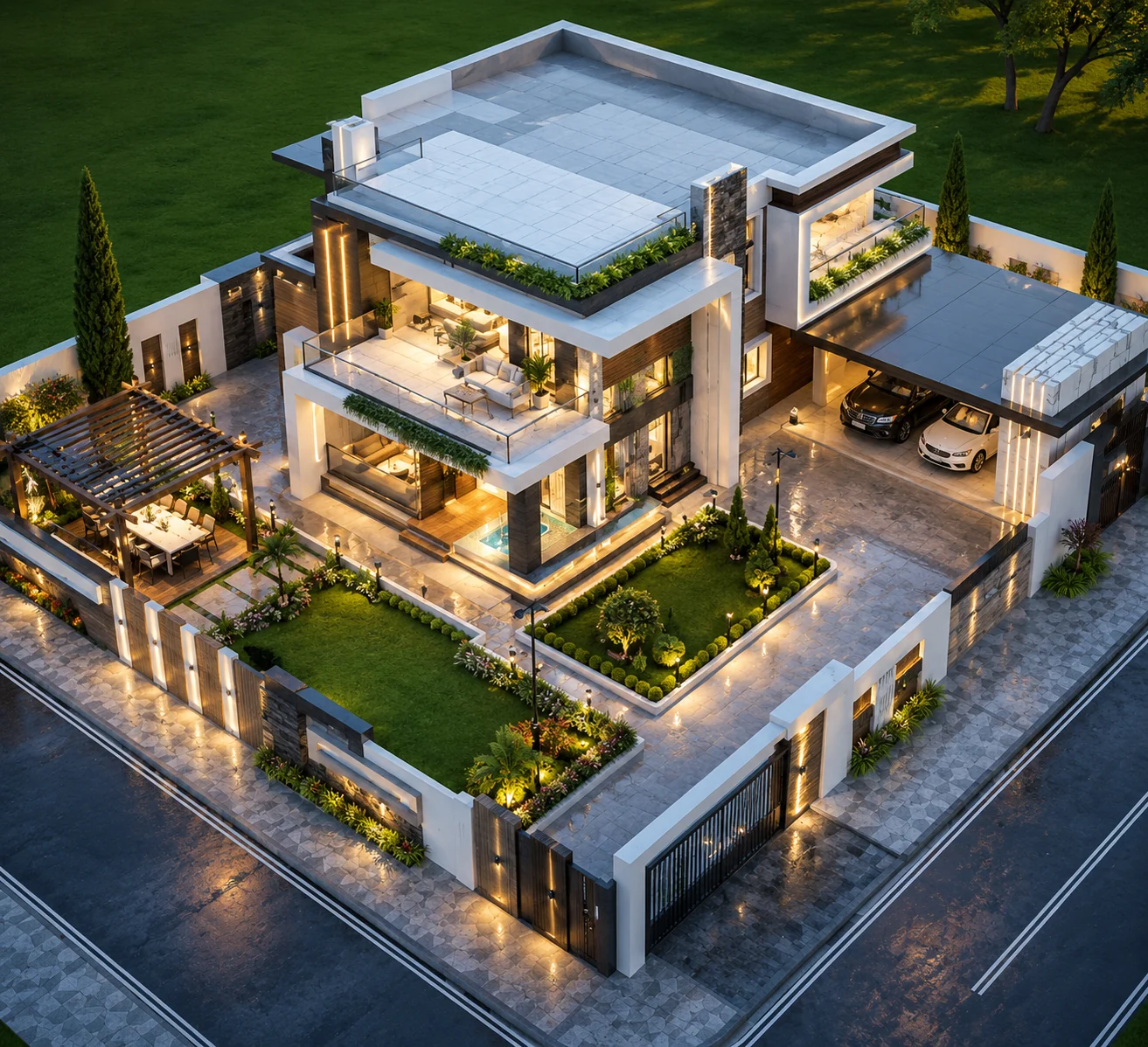 Corner aerial view for Garden Court Estate