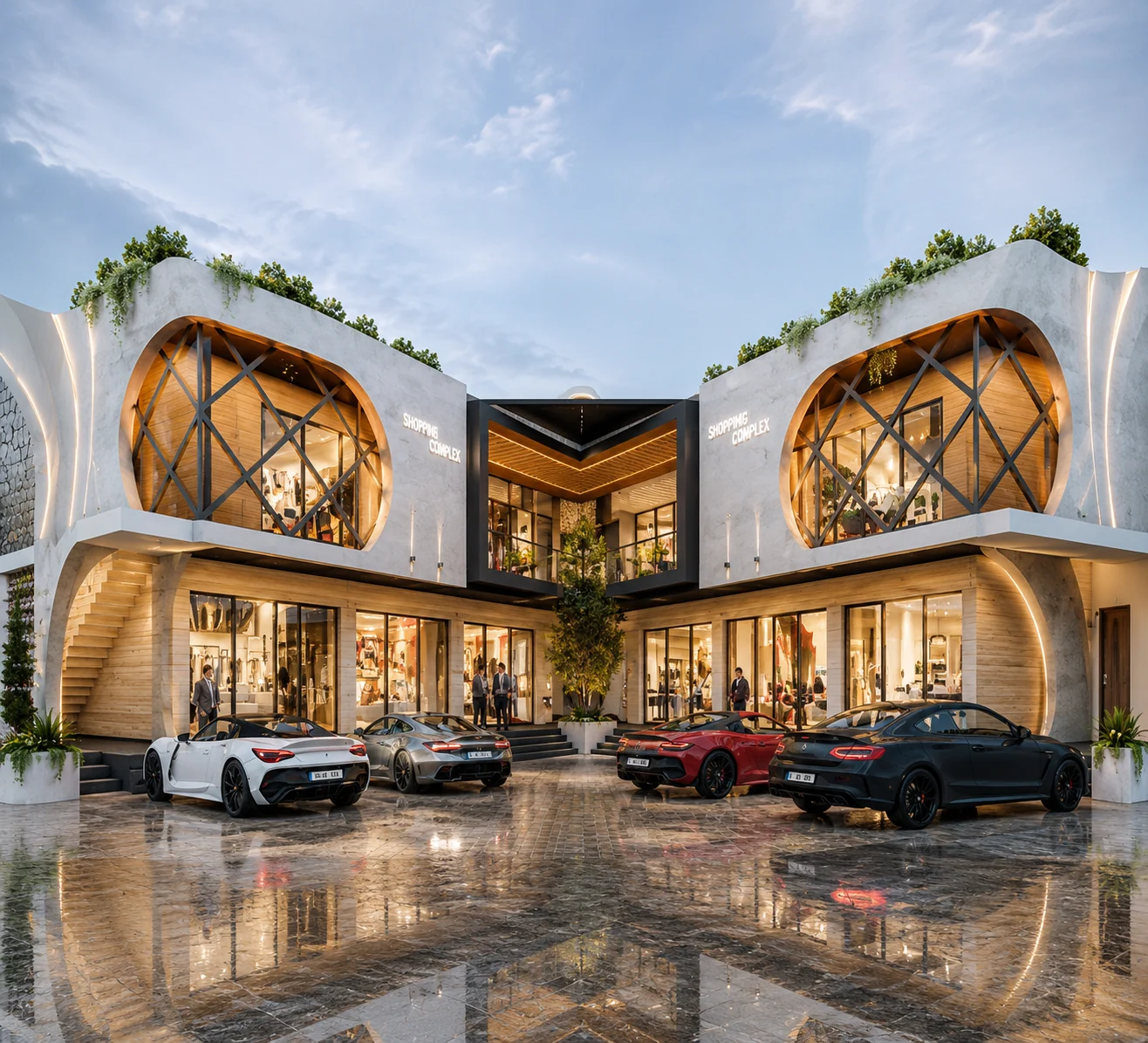 Arched entrance for Lattice Court Pavilion