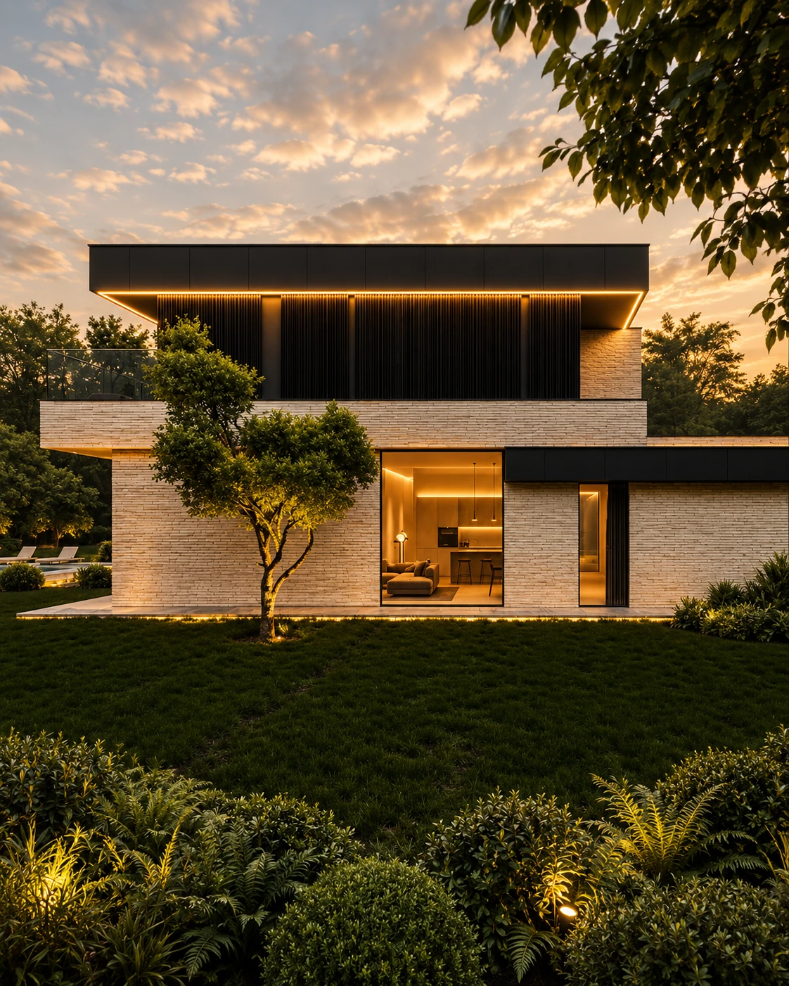 Rear garden elevation for Noir Grove Residence