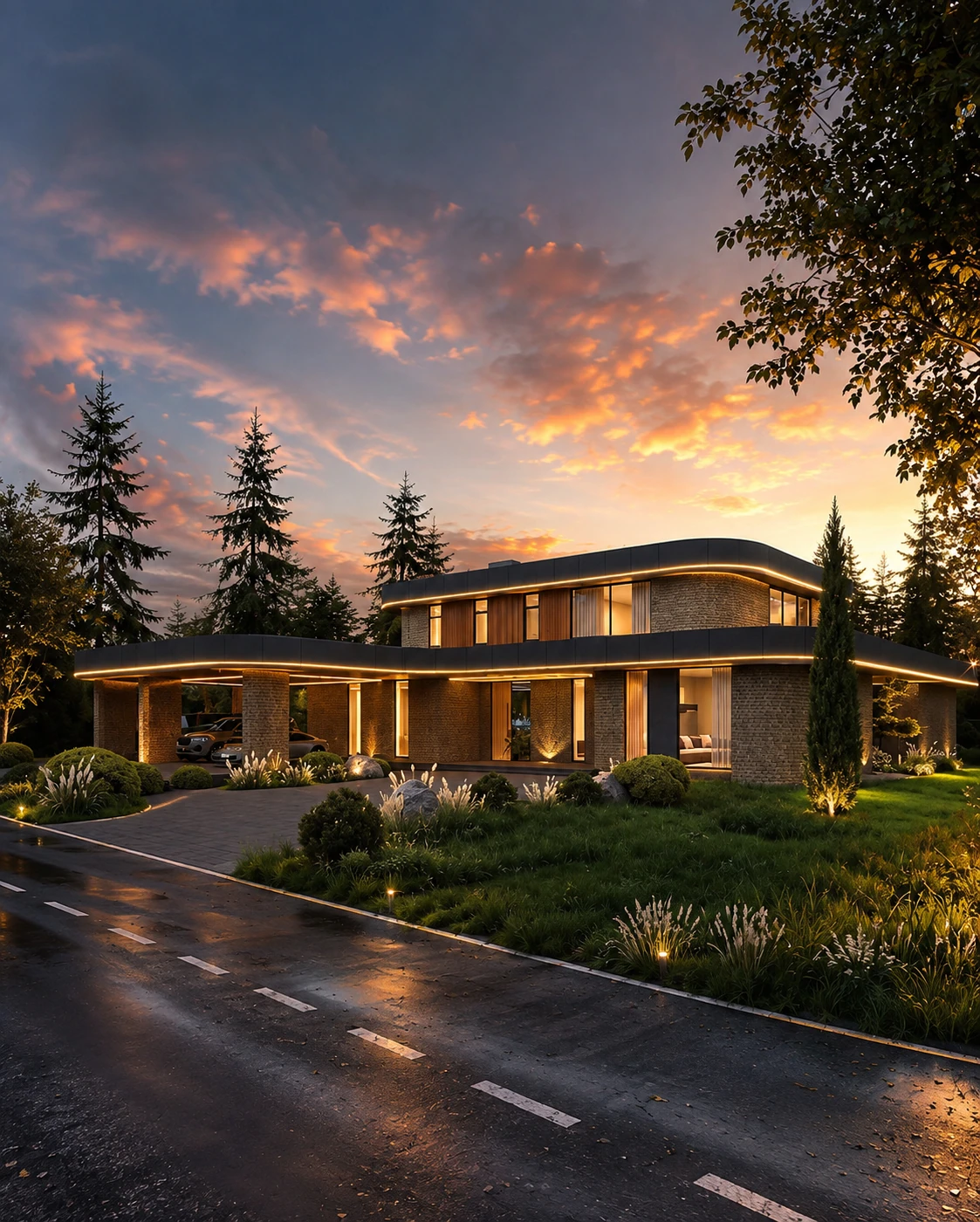 Street arrival view for Ribbonlight Residence