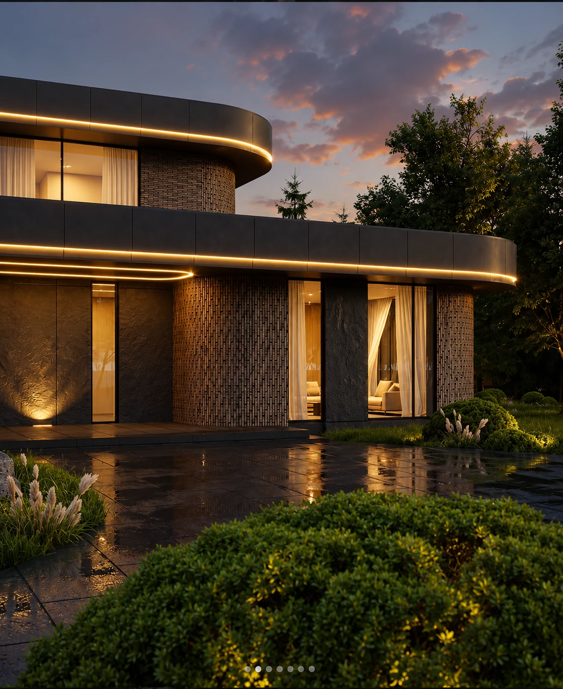 Curved garden facade for Ribbonlight Residence