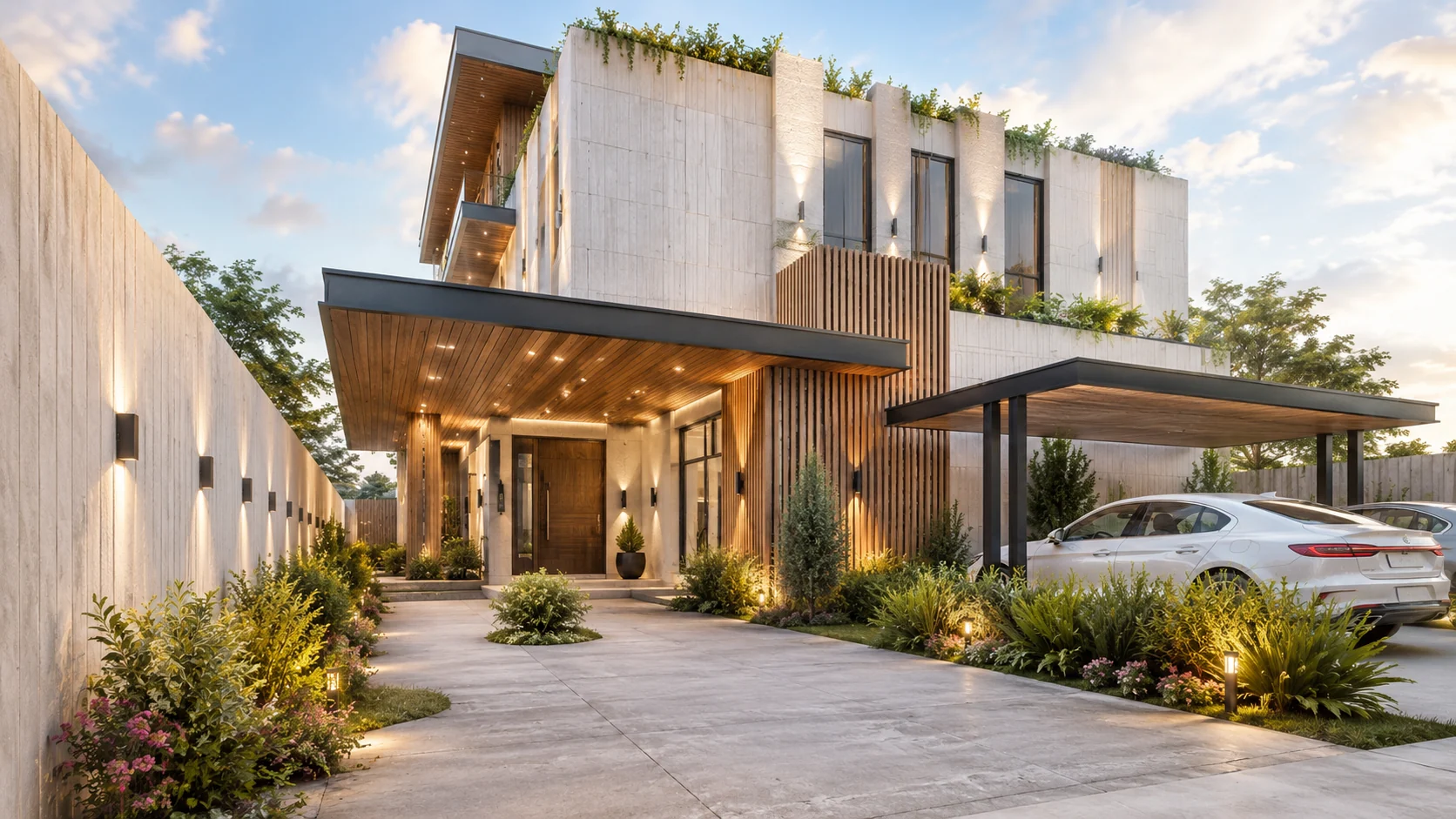 Arrival courtyard for Stoneveil Residence