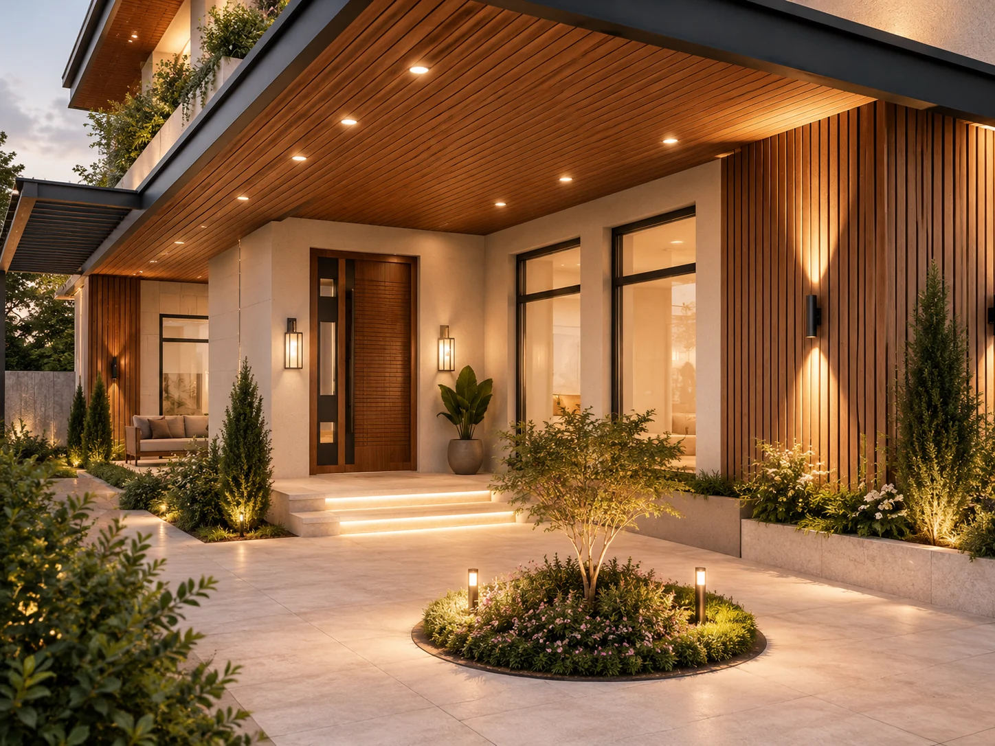 Entrance detail for Stoneveil Residence